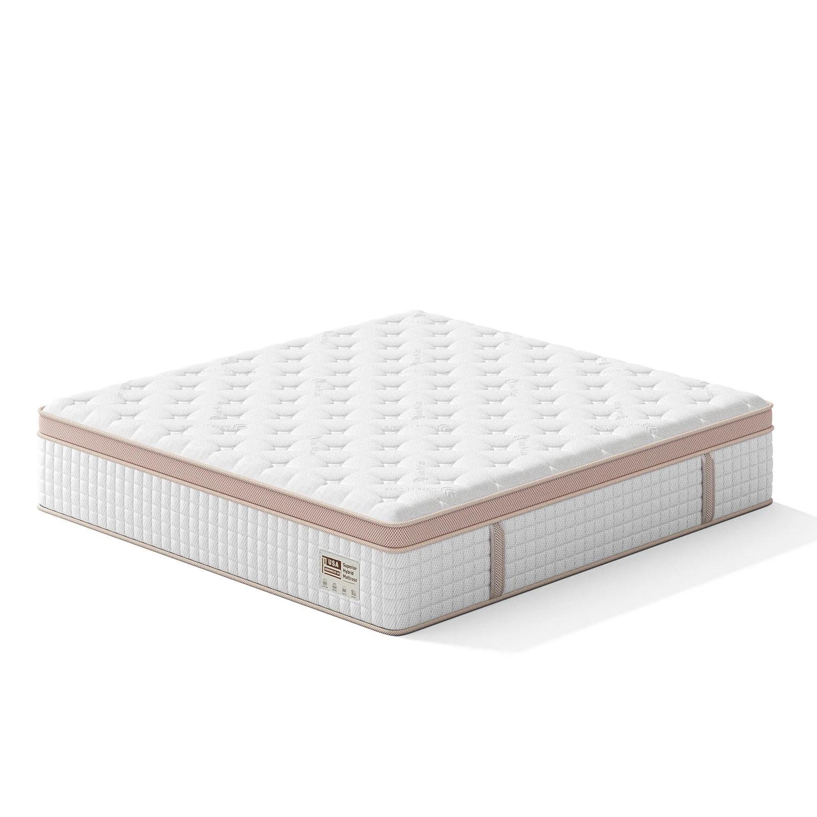14", Firm Hybrid Mattress, Gel Memory Foam & Pocket Springs, Pressure Relief, Motion Isolation, Ergonomic Bed - White - King