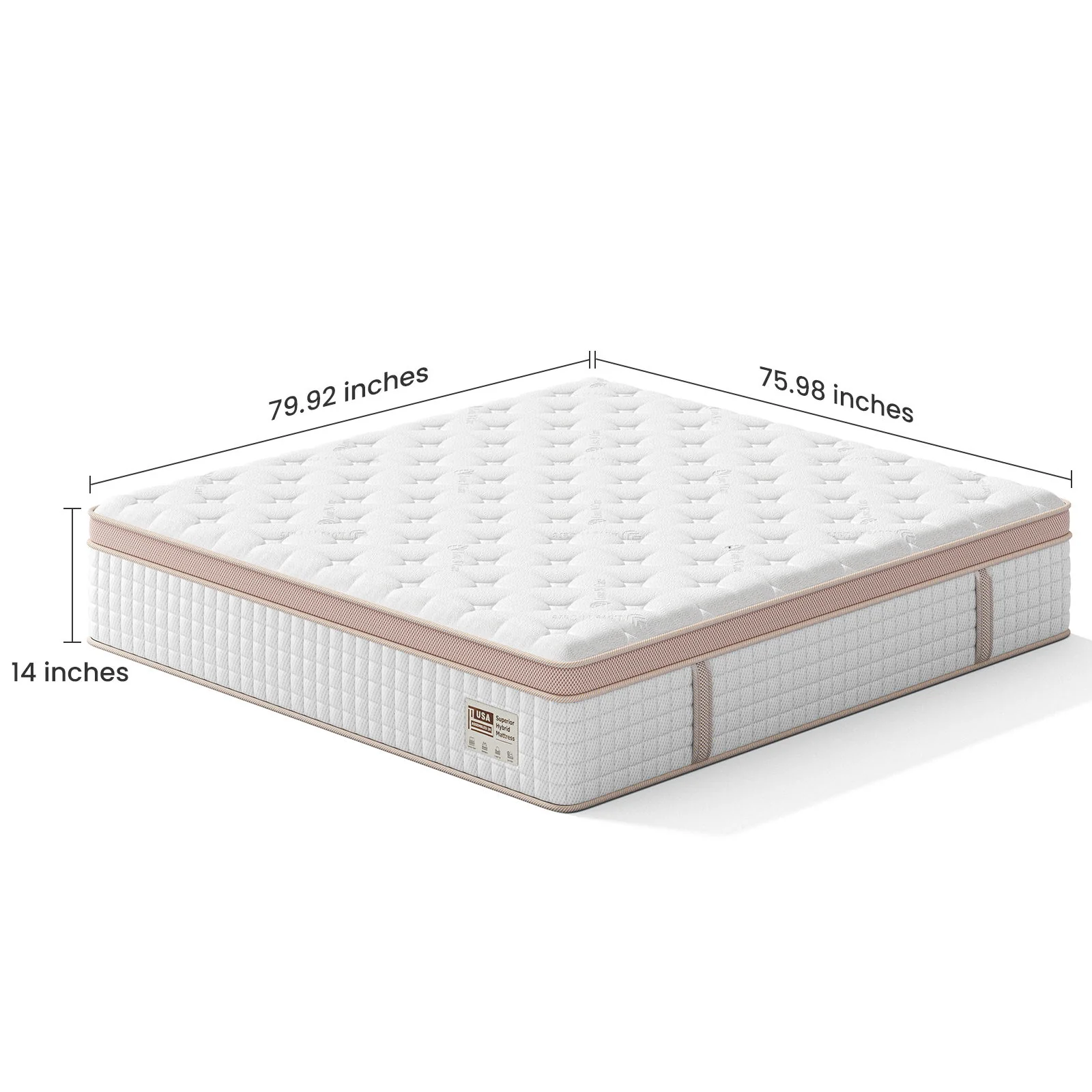 14", Firm Hybrid Mattress, Gel Memory Foam & Pocket Springs, Pressure Relief, Motion Isolation, Ergonomic Bed - White - King - Image 4