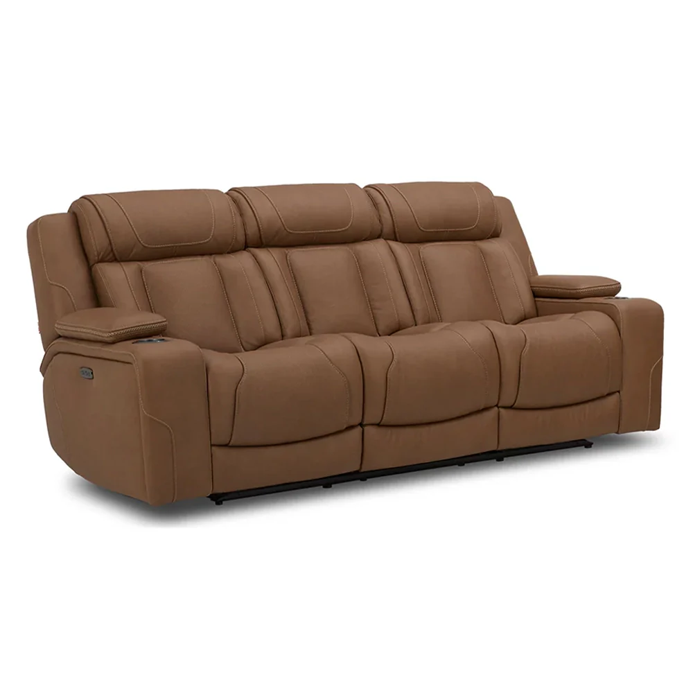 1ST Class Brown Leather Zero Gravity Dual Power Reclining Sofa with Storage Consoles, Center Dropdown Table, and USB Ports - Image 2