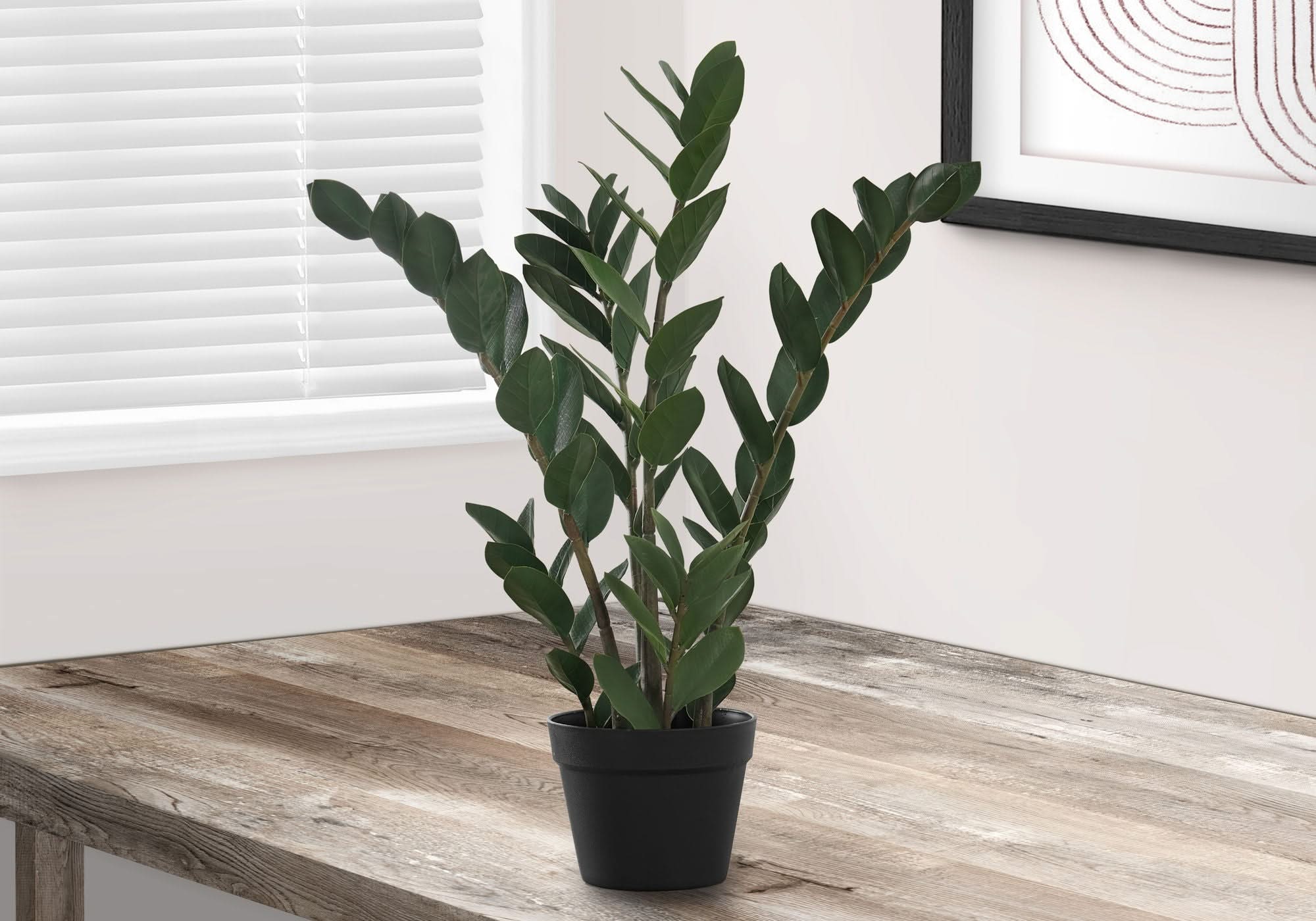 29" Tall, Artificial Plant, Zz Tree, Indoor, Faux, Fake, Floor, Greenery, Potted, Real Touch, Decorative - Green / Black - Image 4