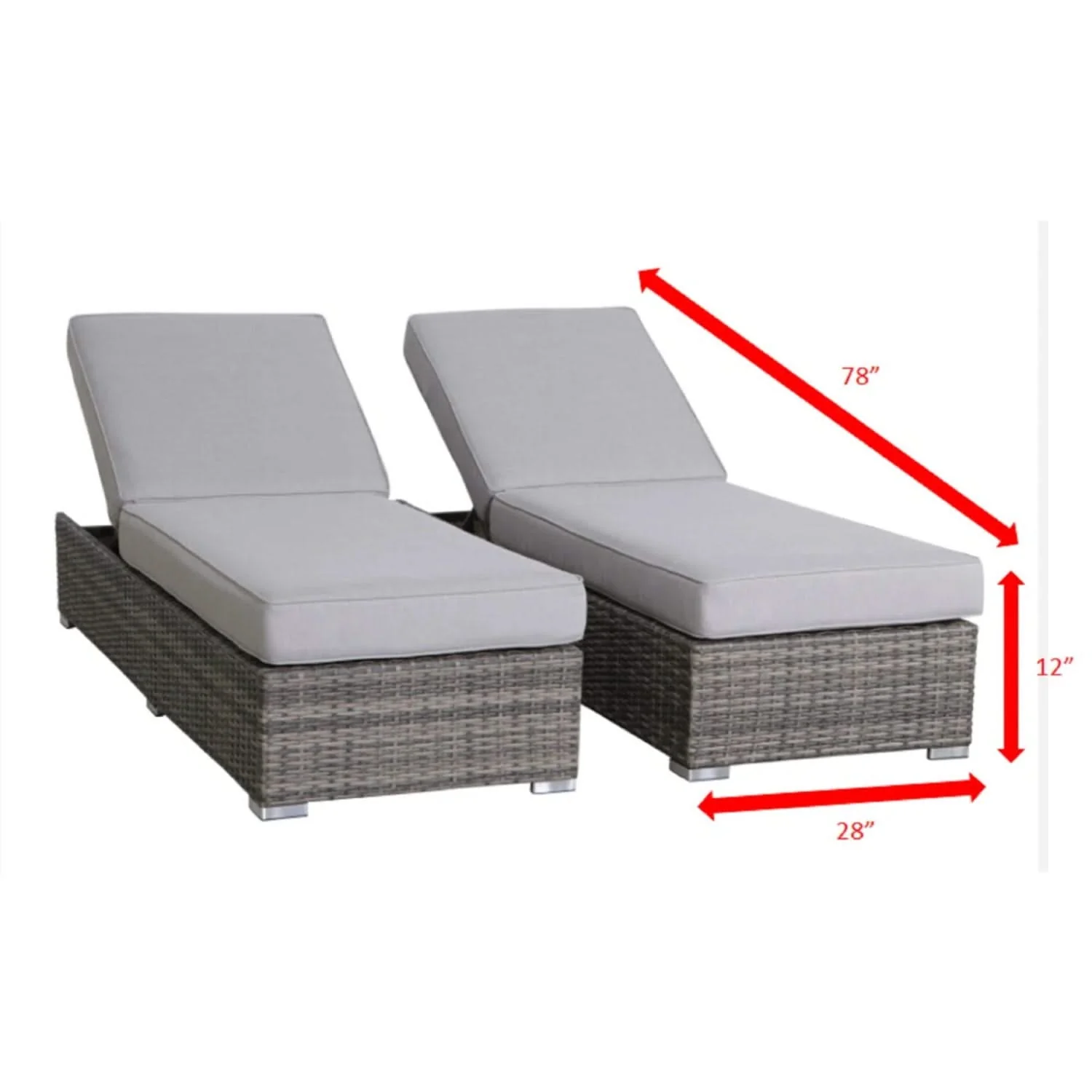 3 Piece Chaise Lounge Set With Adjustable Reclining - Gray Mix - Image 2