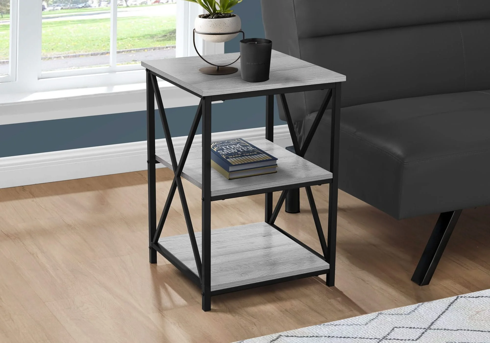 3 Tier Accent Table, Side Marble Look Contemporary & Modern - Image 4