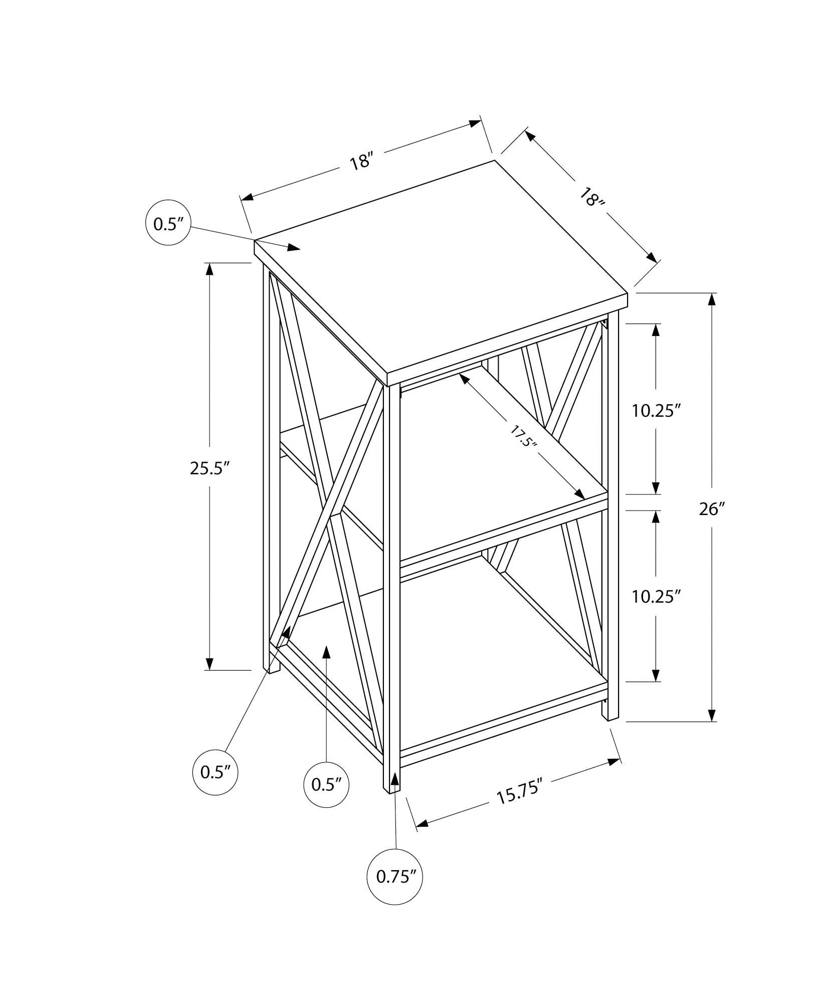 3 Tier Accent Table, Side Marble Look Contemporary & Modern - Image 7