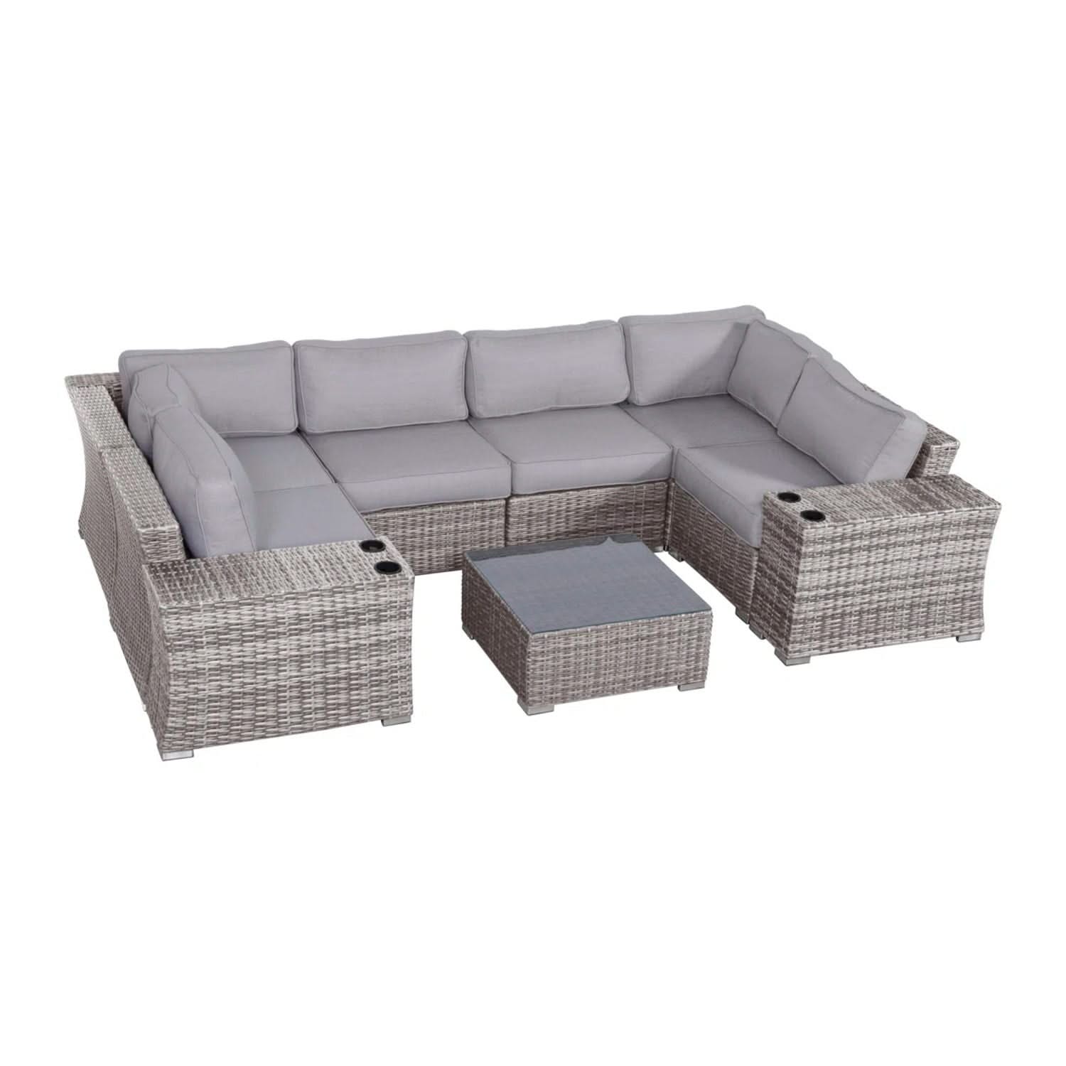 4 Person Patio Seating Set With Cushions, All Weather - Gray - Image 2