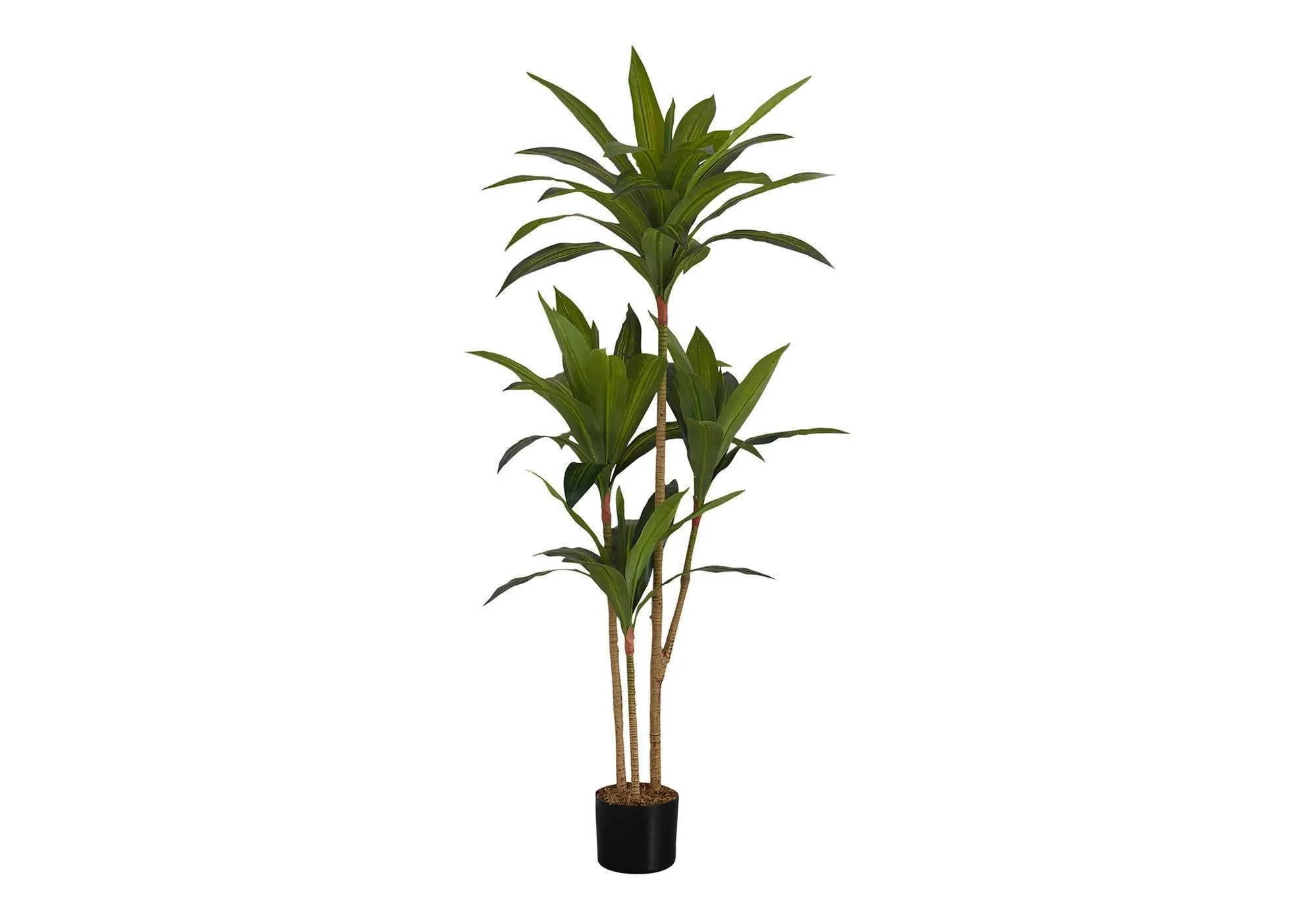51" Tall, Artificial Plant, Dracaena Tree, Indoor, Faux, Fake, Floor, Greenery, Potted, Real Touch, Decorative - Green / Black - Image 3