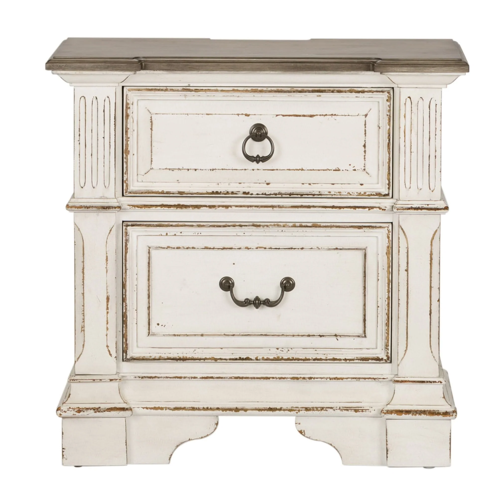 Abbey Park - 2 Drawer Nightstand With Charging Station - Antique White
