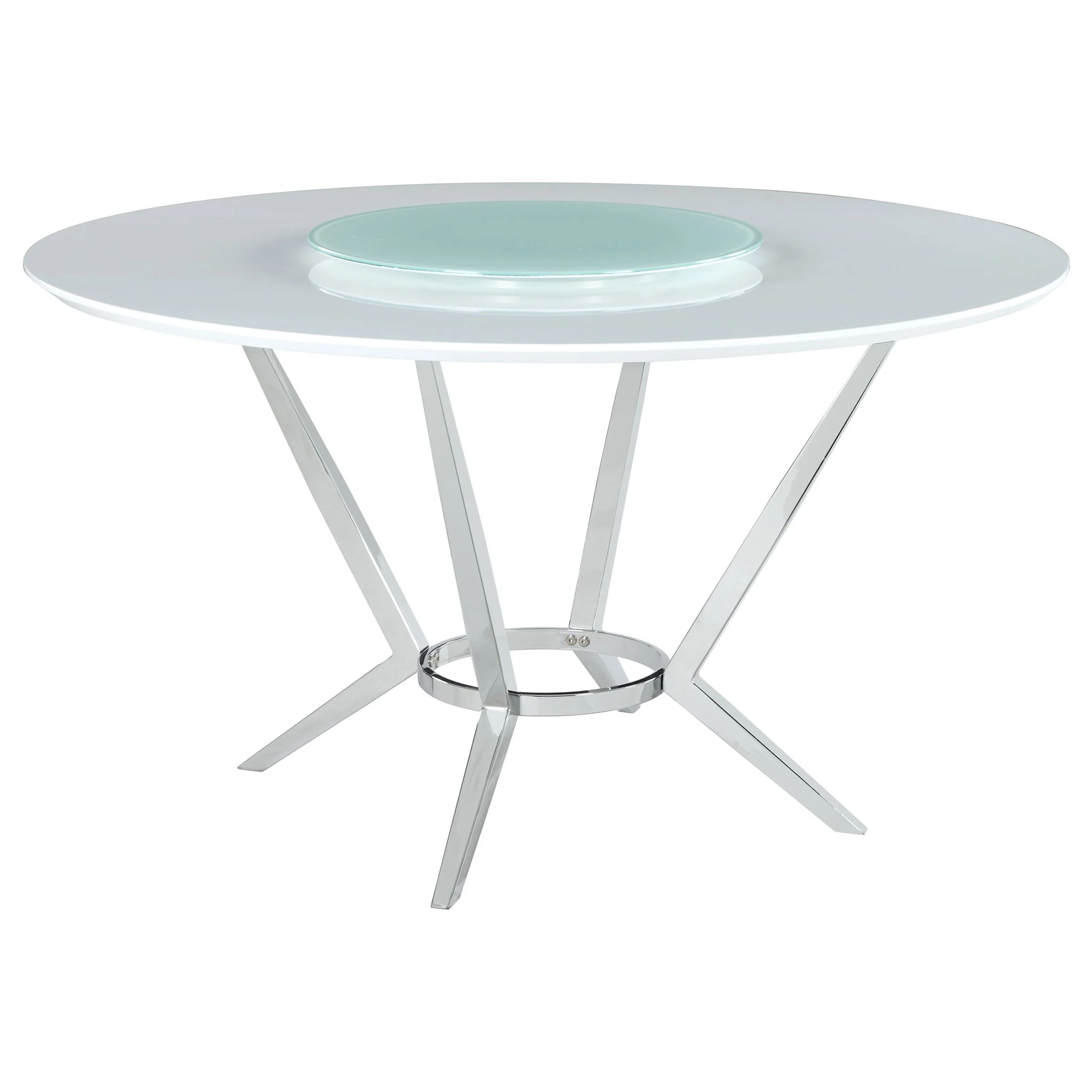 Abby 5-piece Round Dining Table Set White High Gloss - Image 3