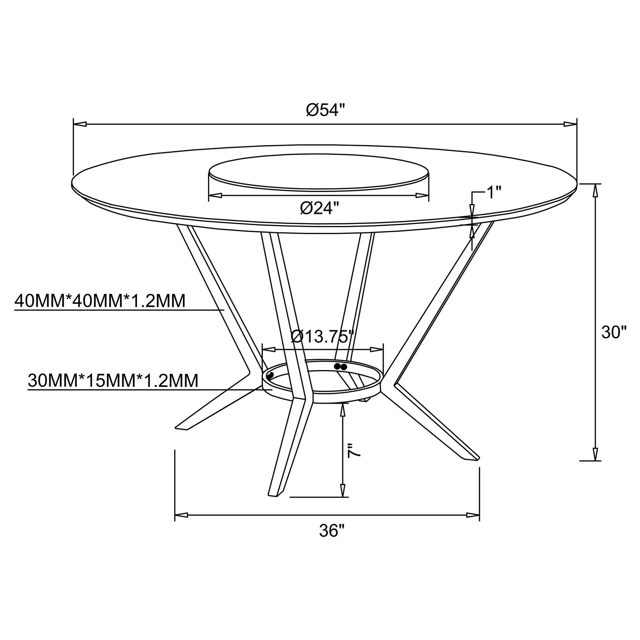 Abby Round 54-inch Lazy Susan Dining Table White High Gloss - Image 3