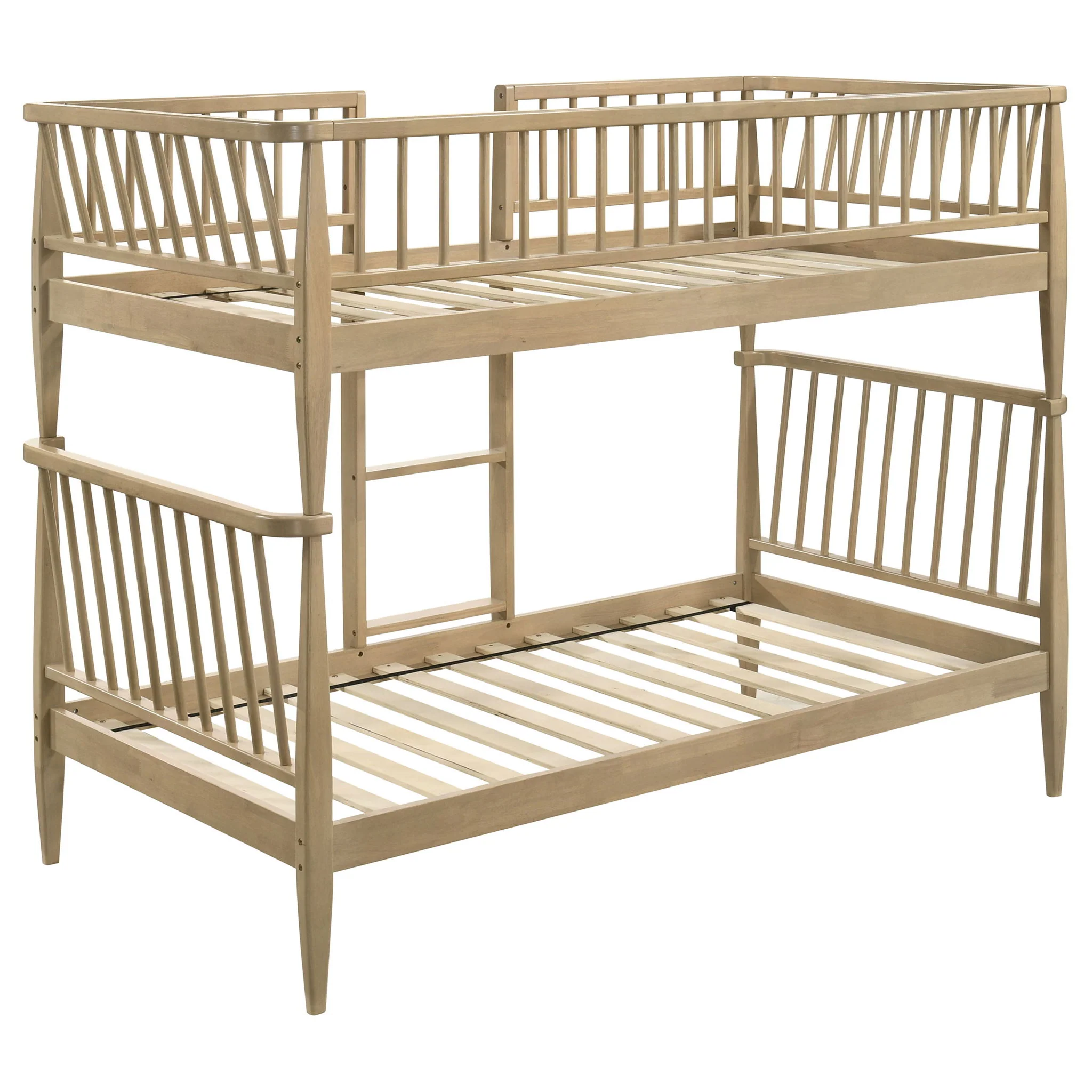 Abram Windsor Twin Over Twin Wood Bunk Bed with Ladder Almond - Image 4