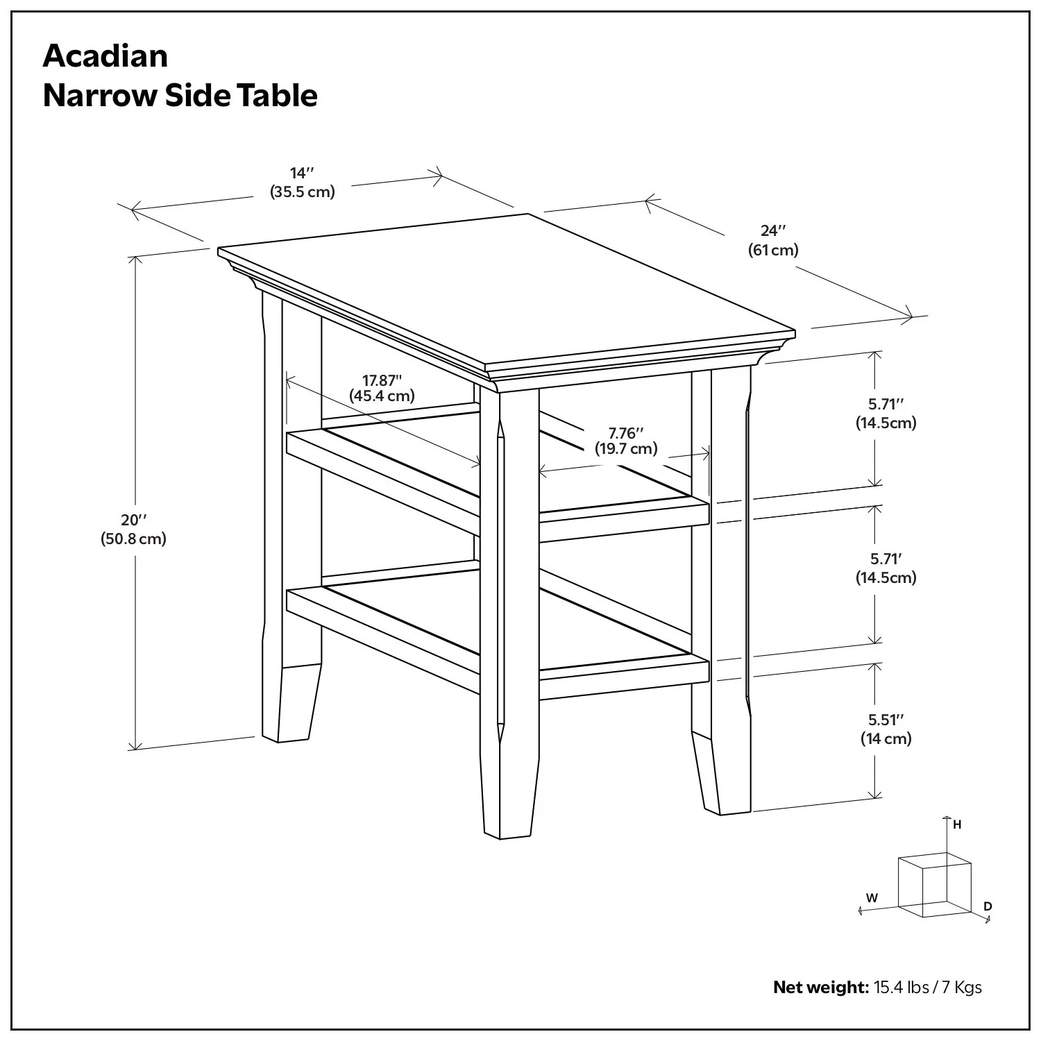 Acadian - Narrow Side Table, Handcrafted - Image 6