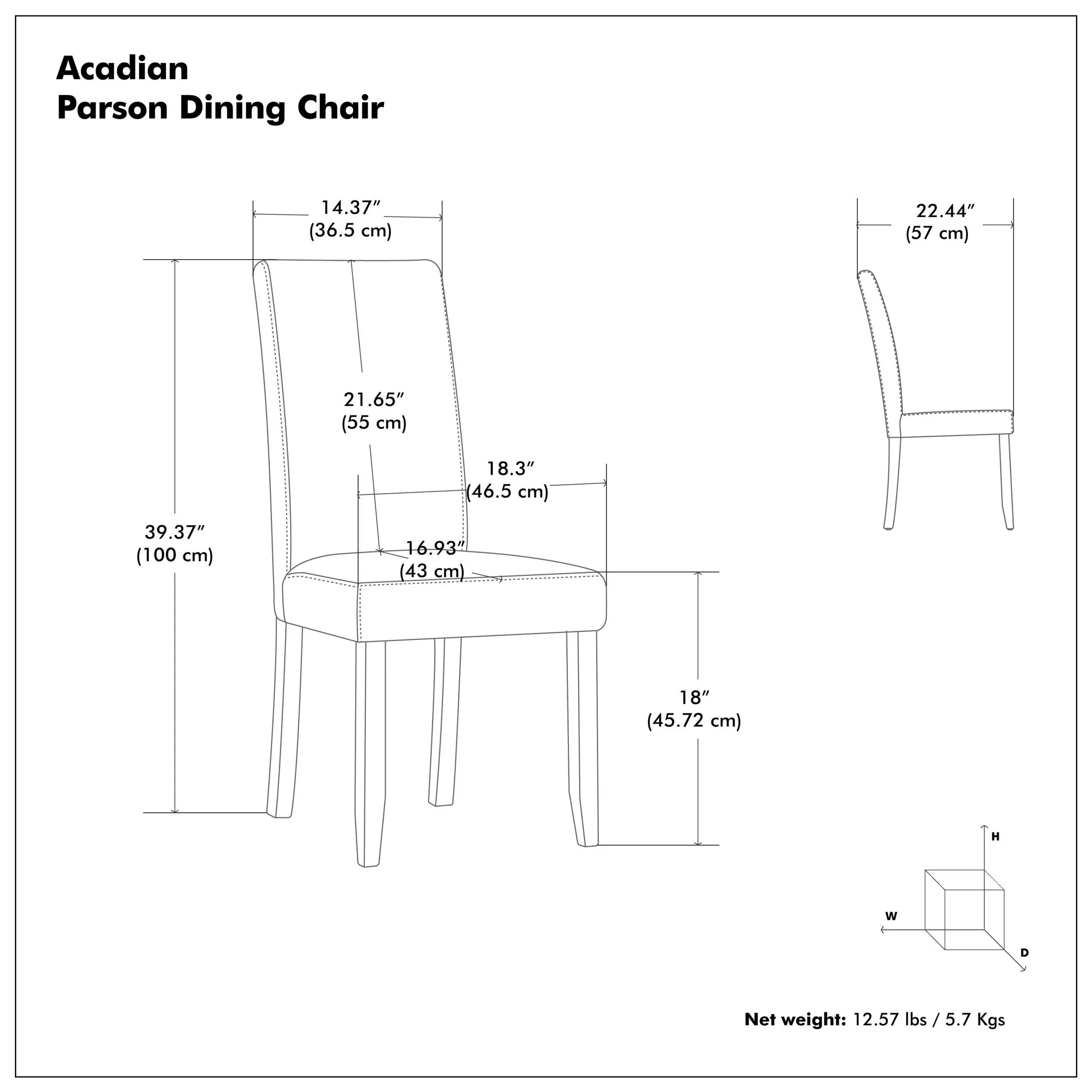Acadian - Parson Dining Chair (Set of 2) - Tanners Brown - Image 2
