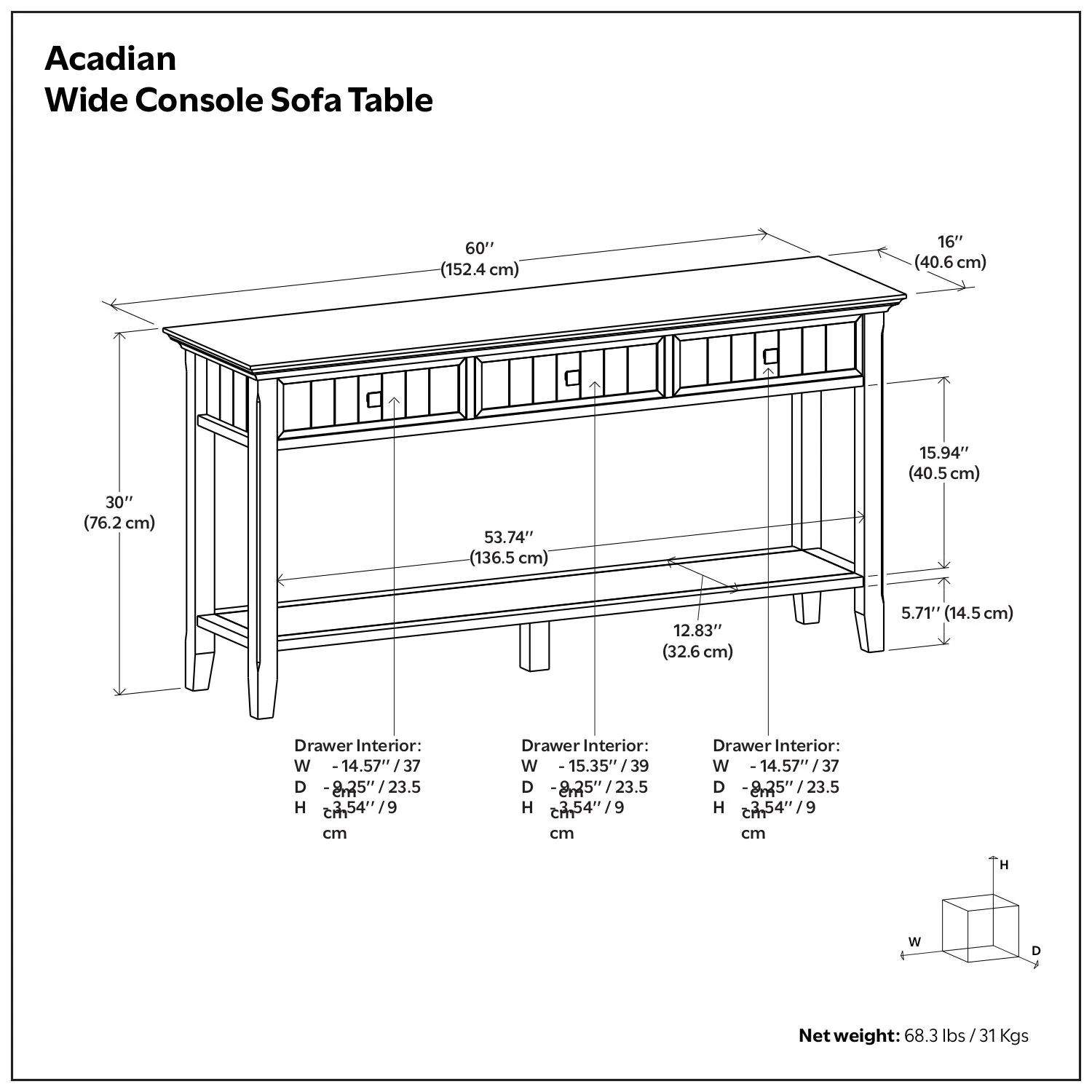 Acadian - Wide Console Sofa Table - Brunette Brown - Image 4