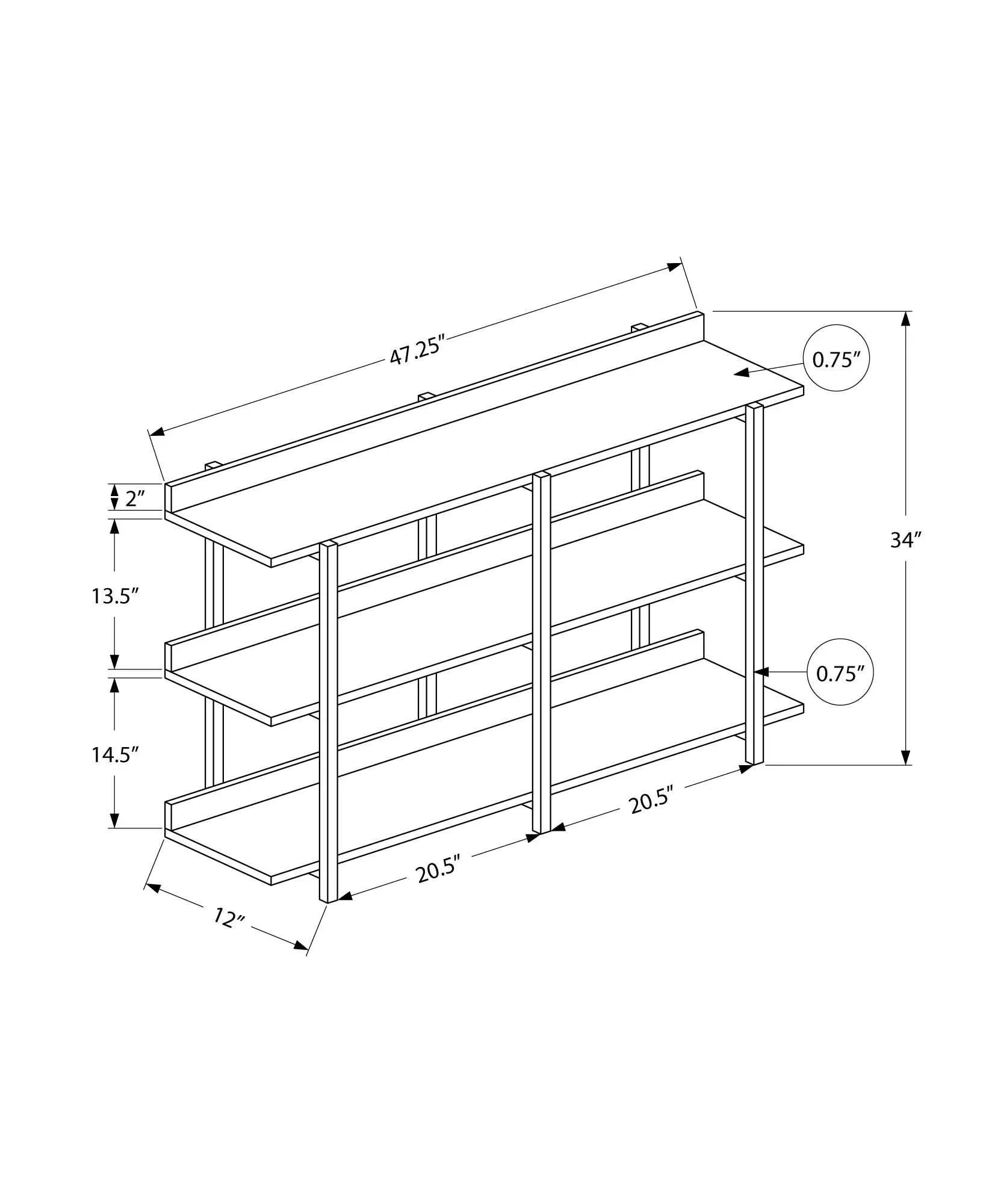 Accent Console Table For Entryway, 3 Tier Design - Image 15