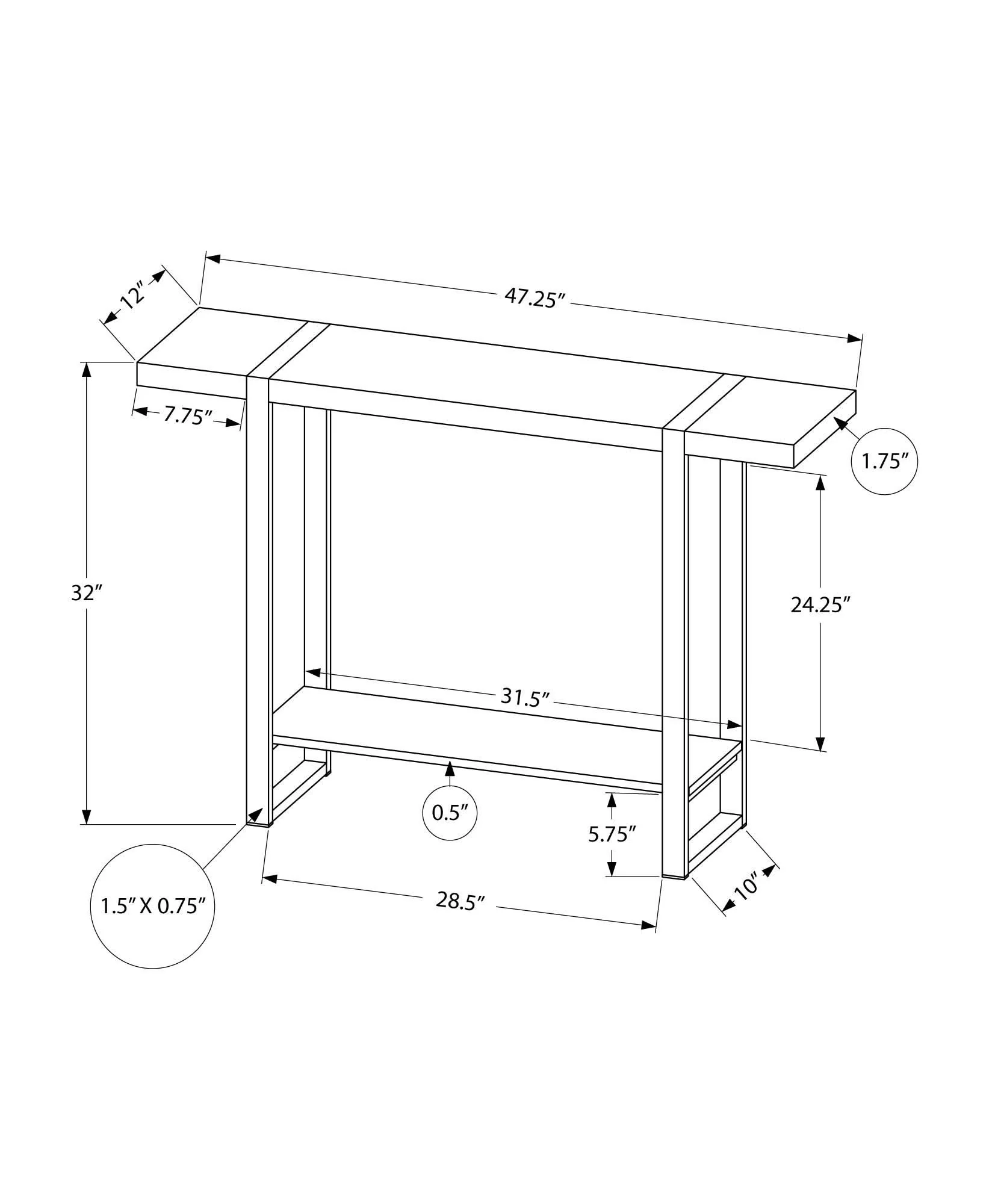 Accent Console Table For Entryway, Design Style - Image 8