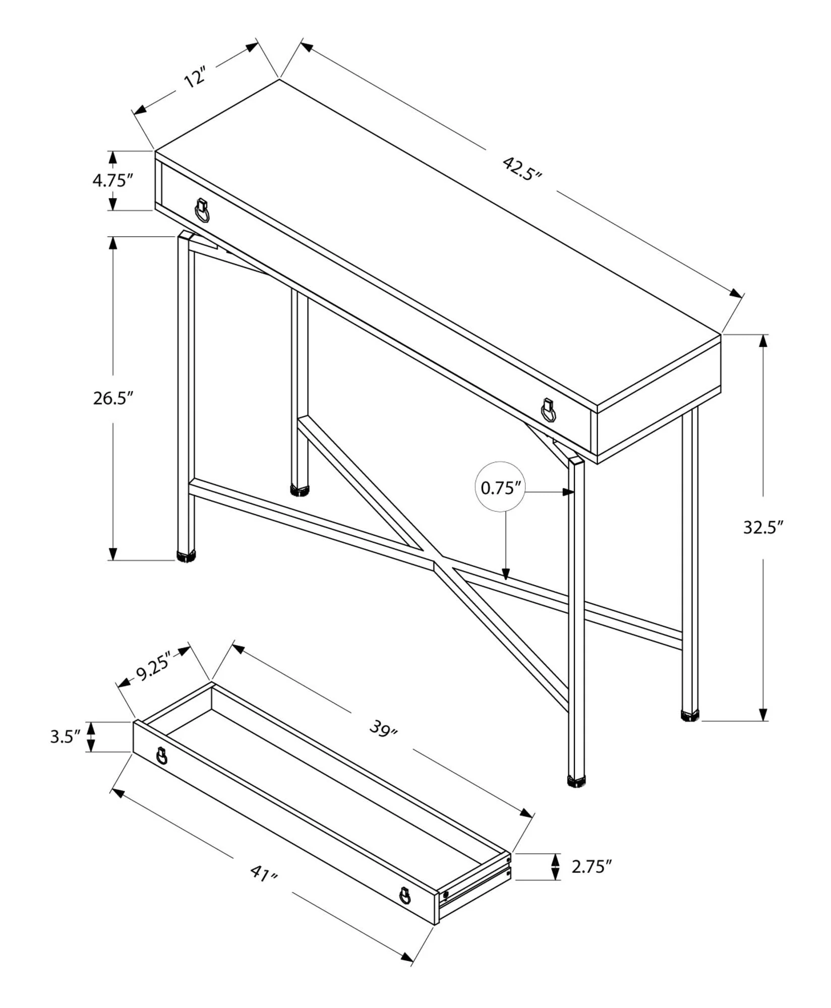 Accent Console Table For Entryway, Functional Storage Drawer - Image 4