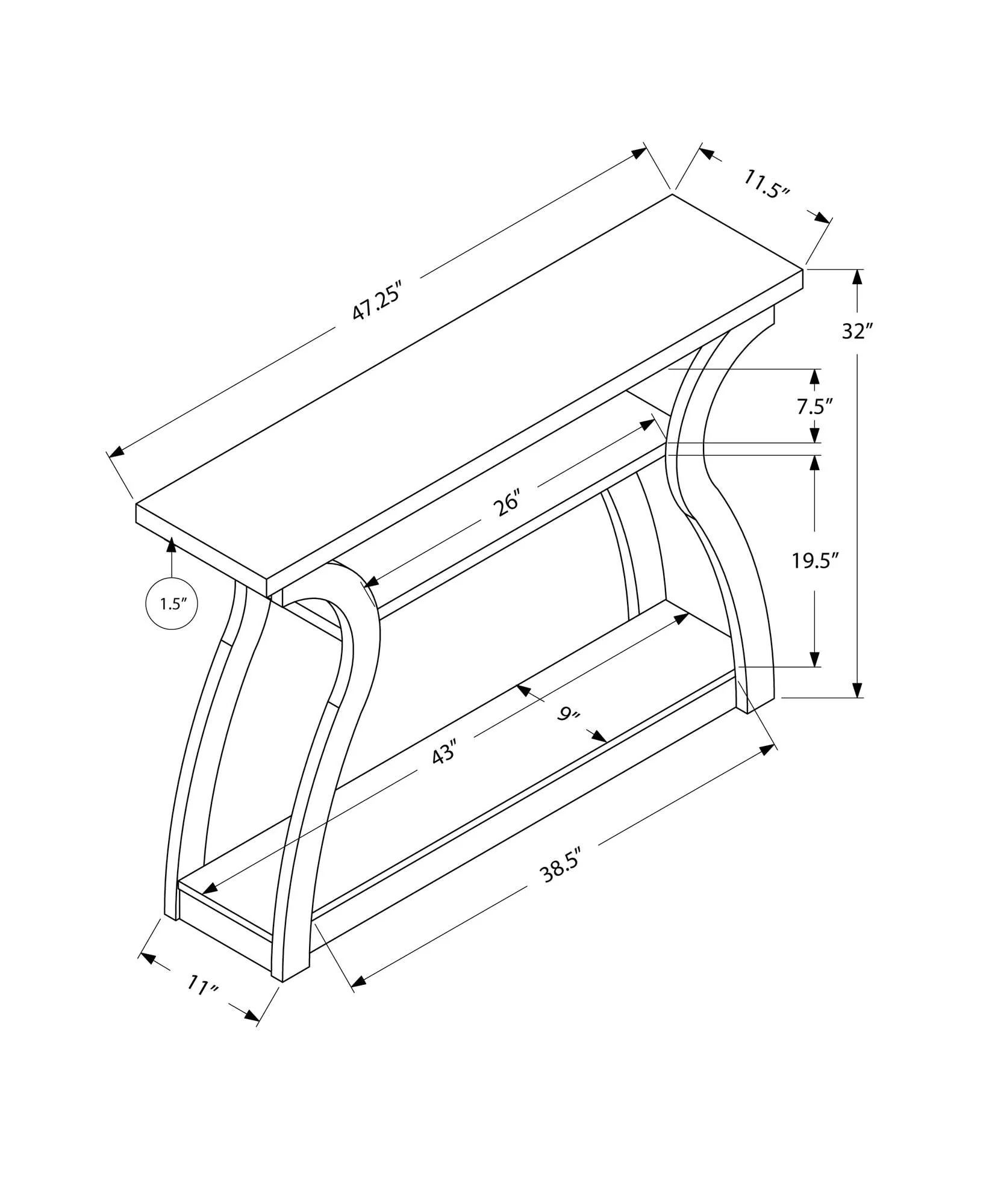Accent Console Table For Entryway, Unique Curved Design - Image 15