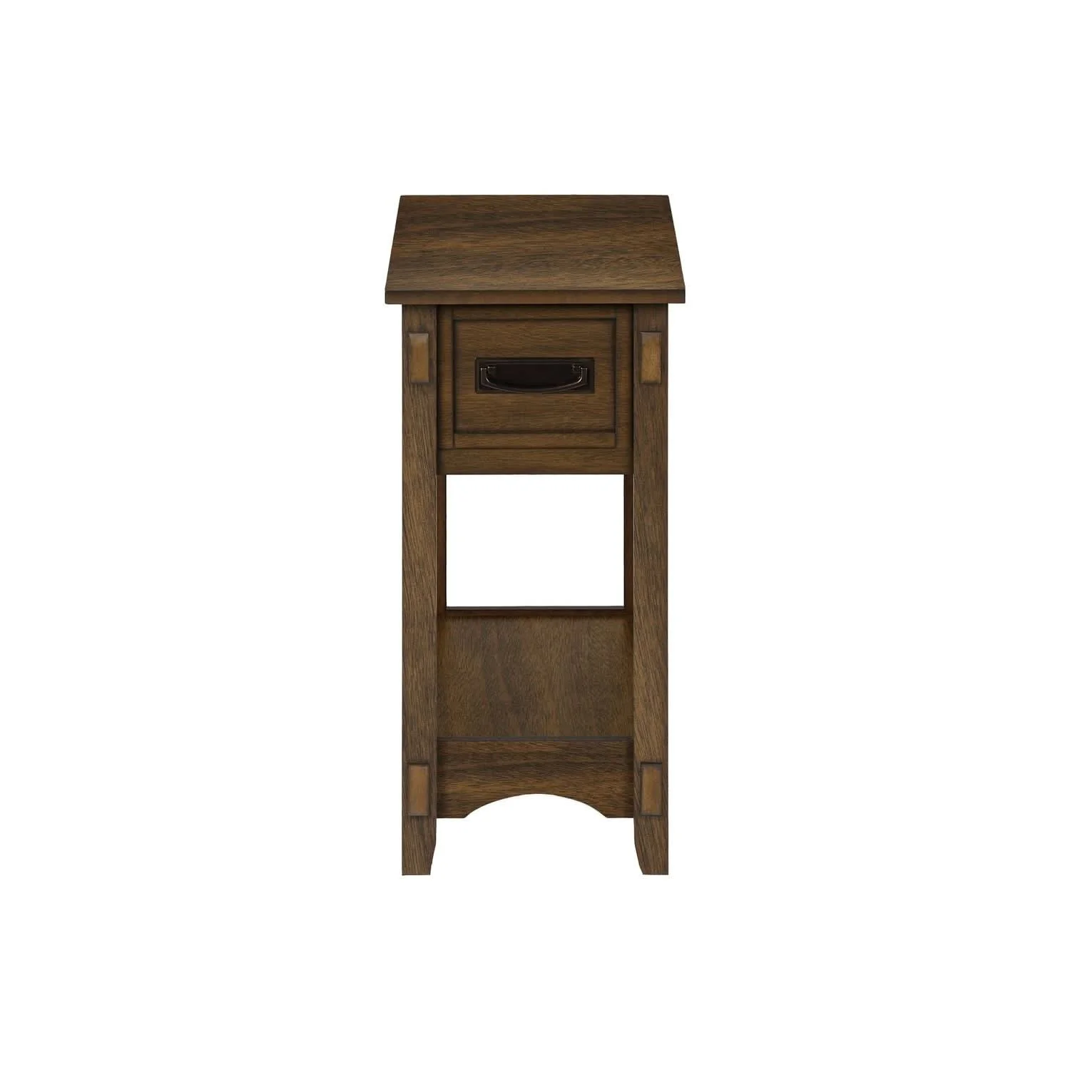Accent End Table, 2 Tier, Narrow, Storage Drawer, Transitional - Walnut - Image 2