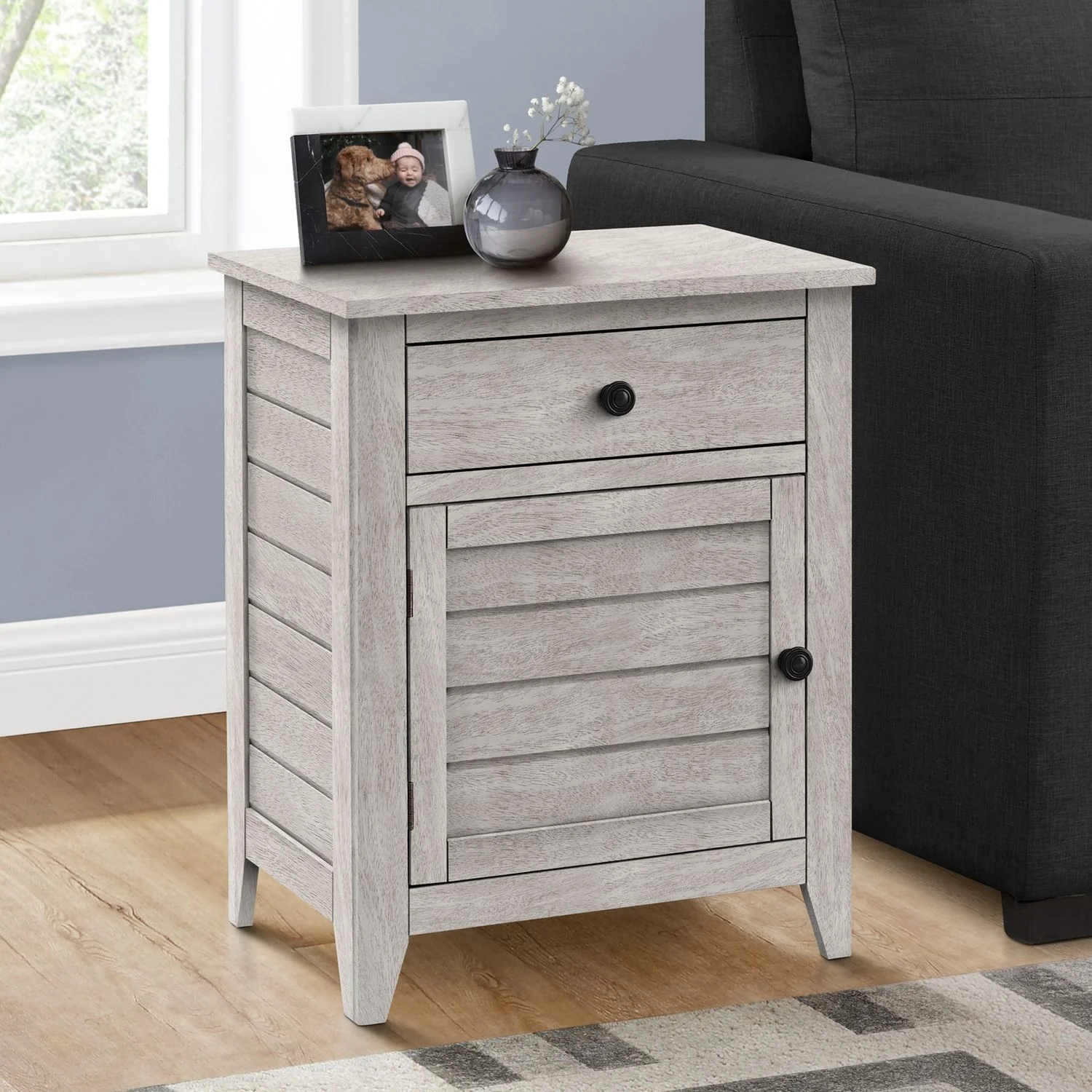 Accent Nightstand, Storage Drawer, Transitional - Image 5