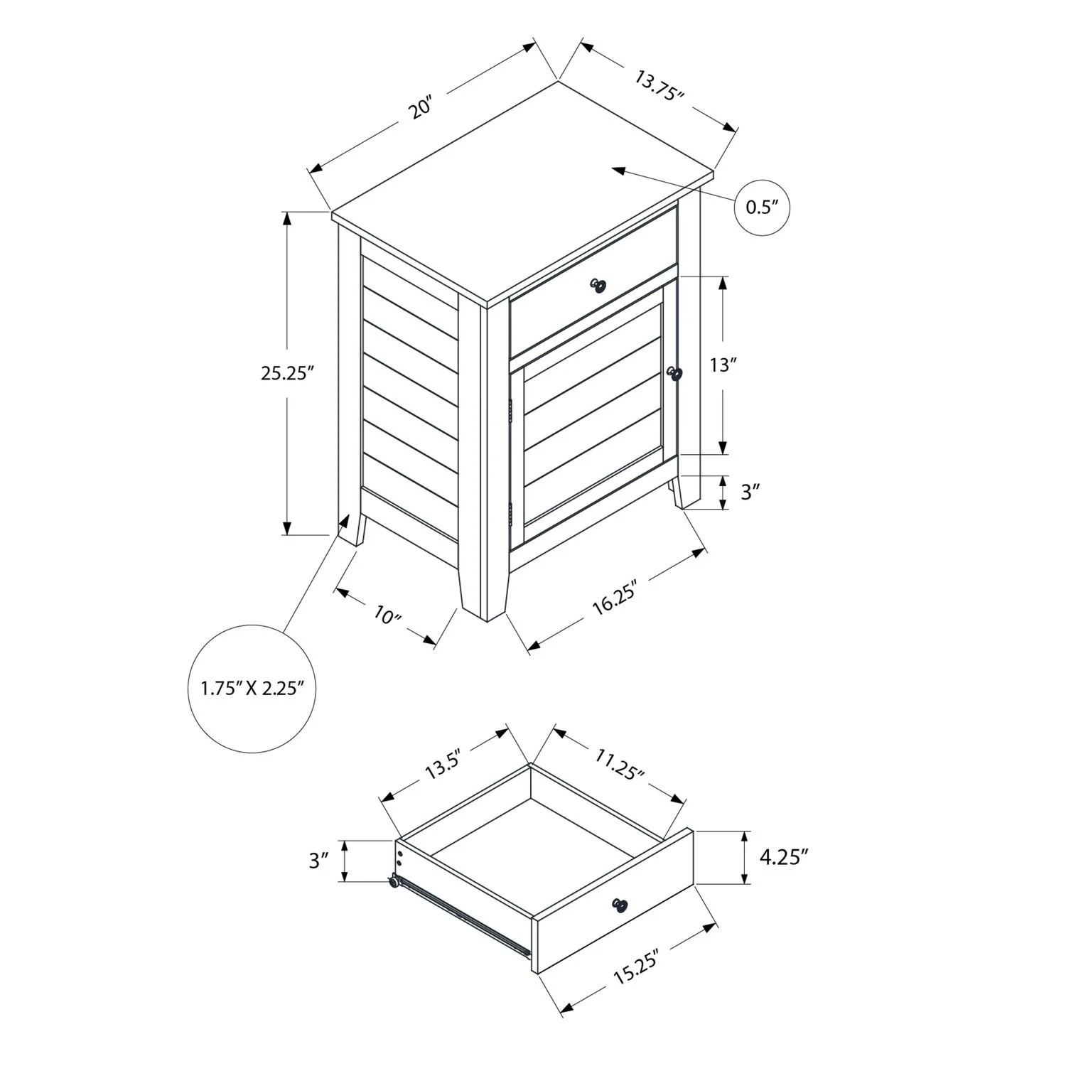 Accent Nightstand, Storage Drawer, Transitional - Image 6