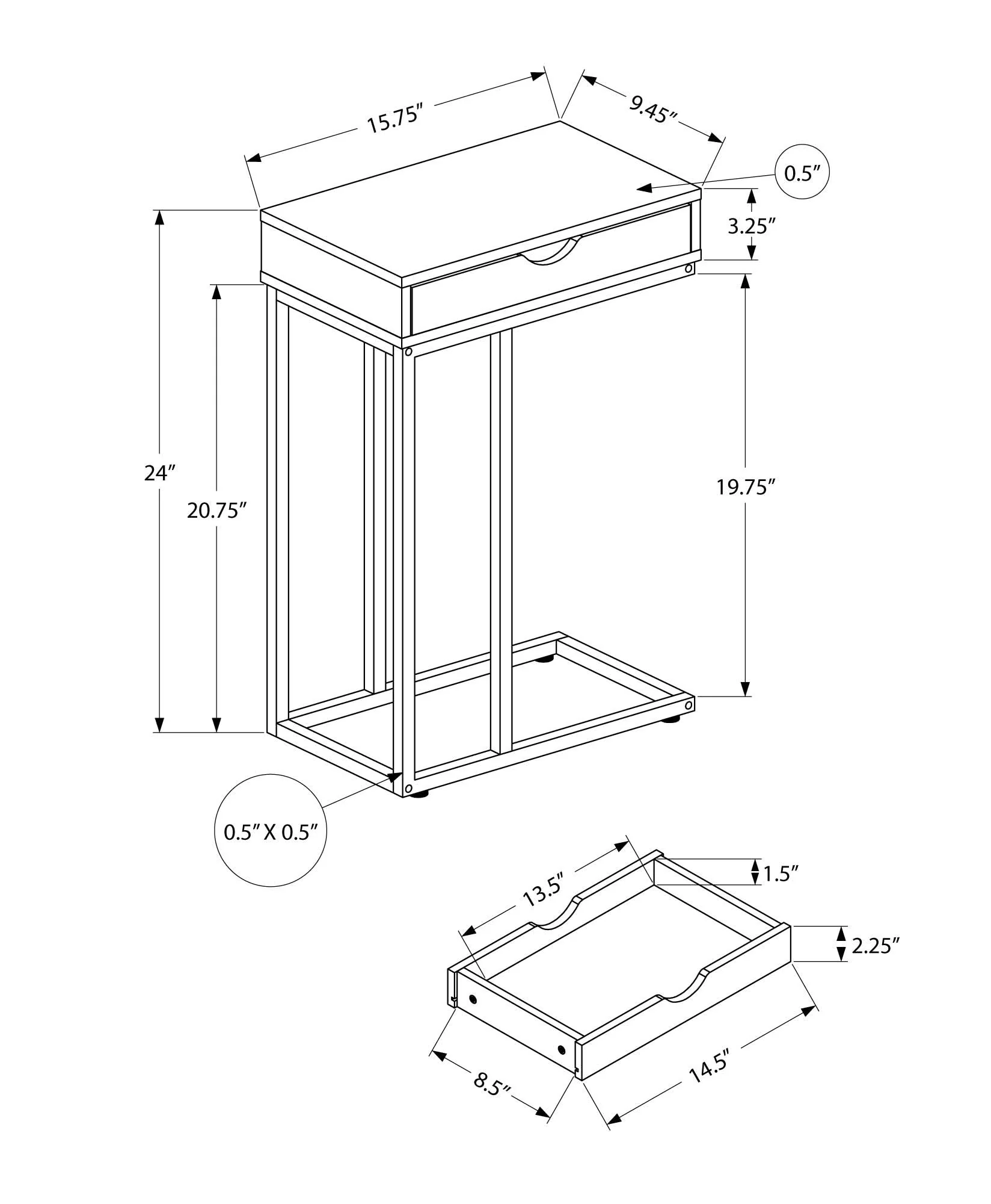 Accent Table, C - Shaped Contemporary & Modern Design - Image 6