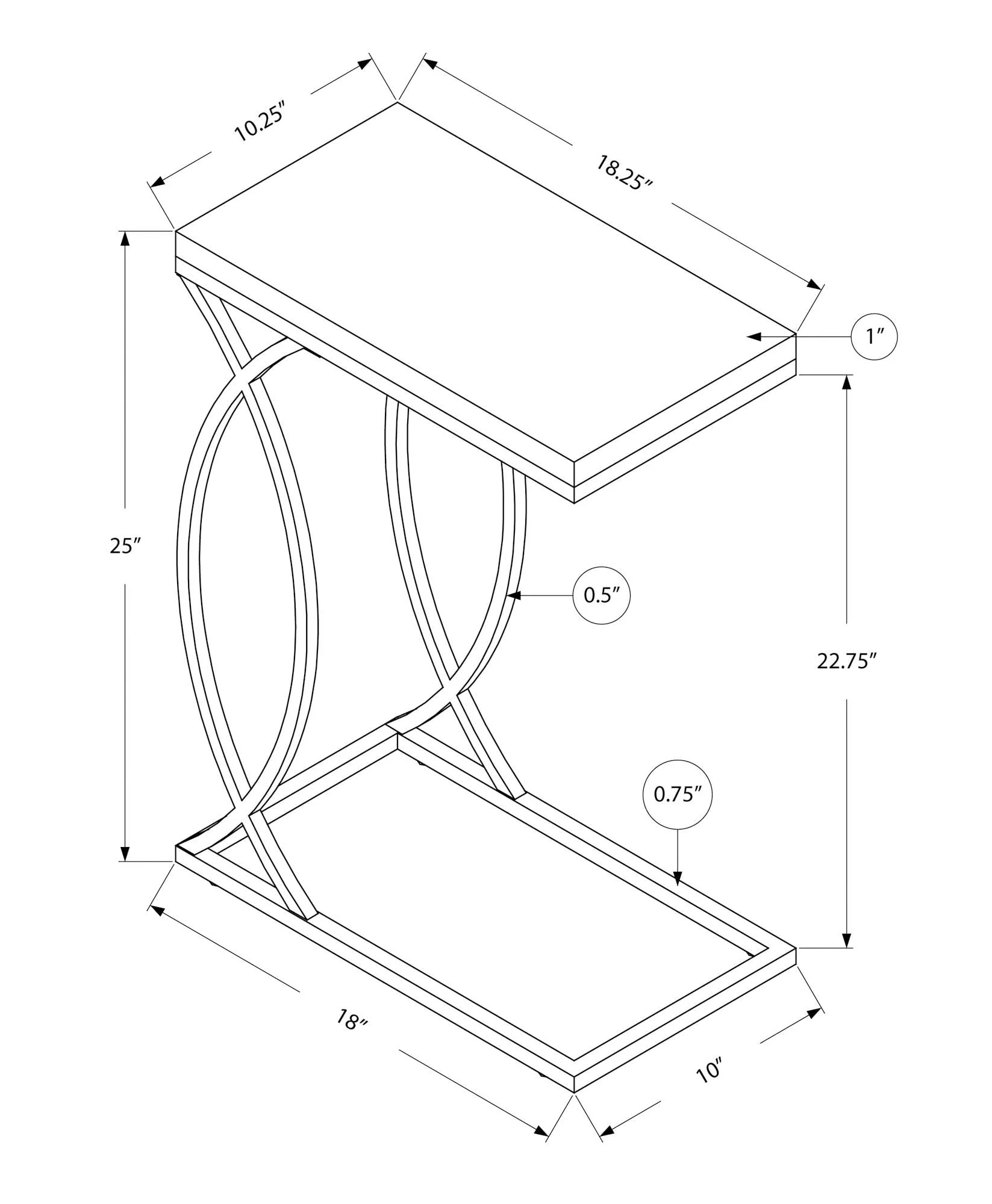 Accent Table, C - Shaped, Contemporary & Modern Design - Image 8