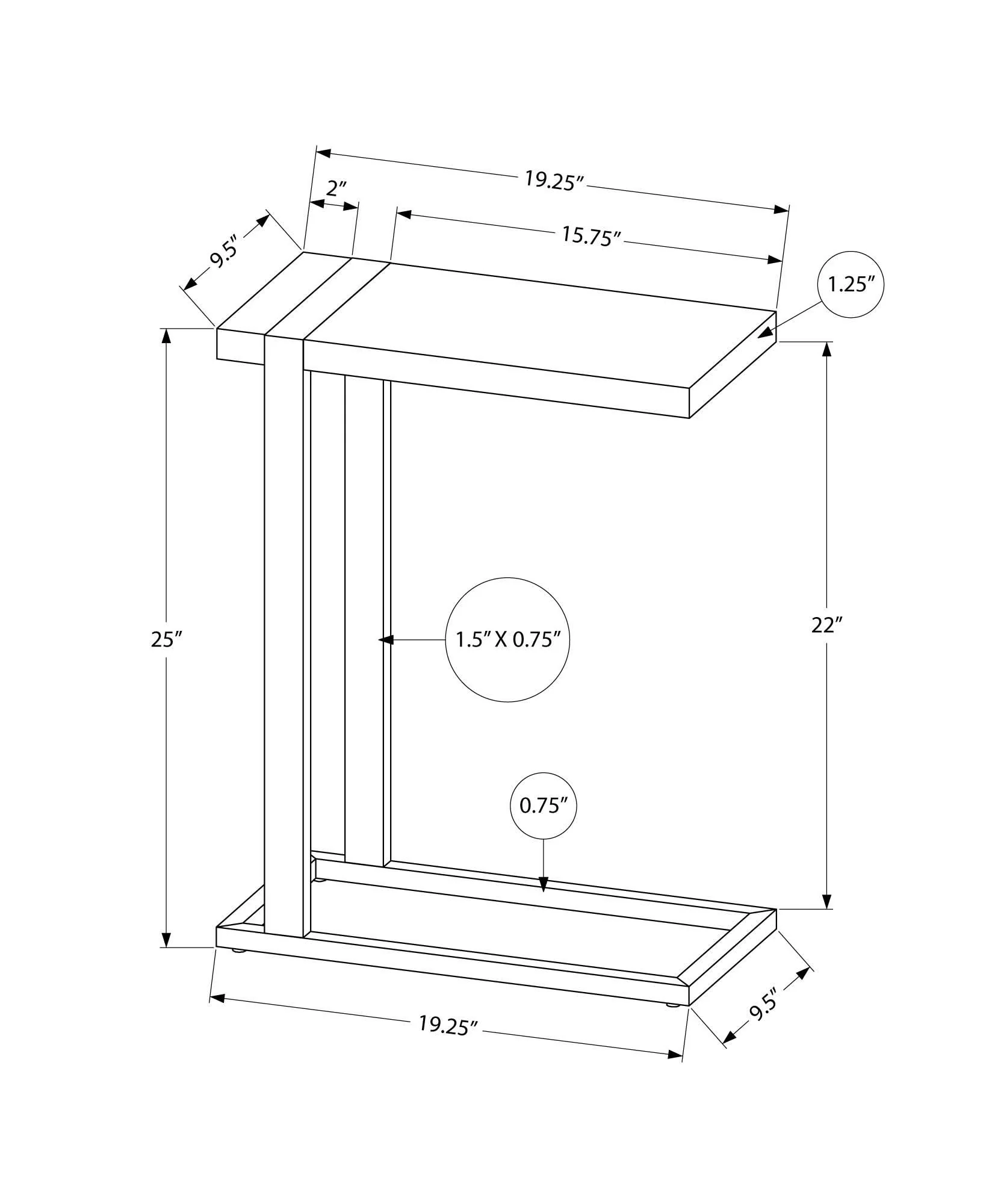 Accent Table, C - Shaped, Contemporary & Modern Stylish Design - Image 7