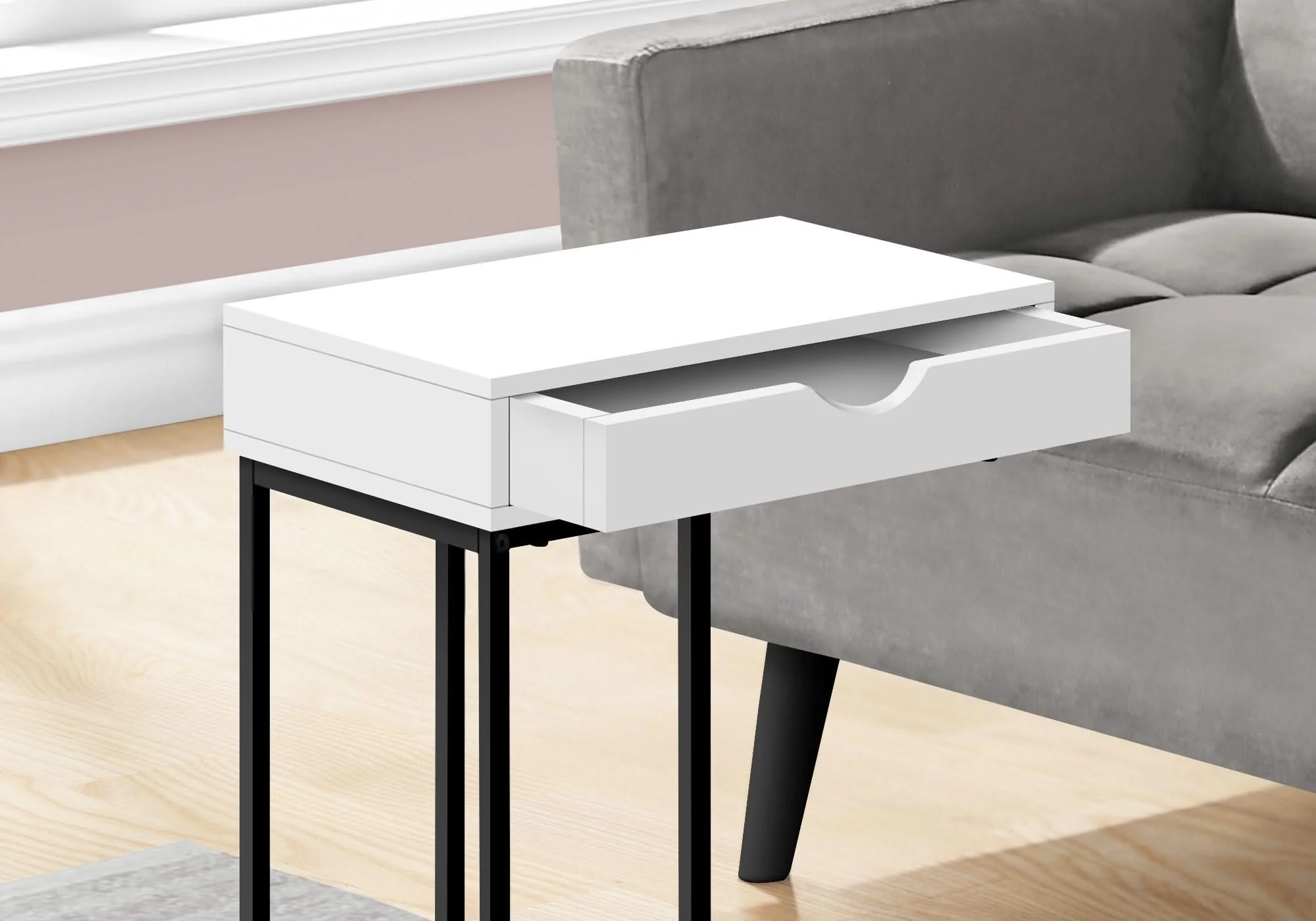 Accent Table, C - Shaped Contemporary & Modern Versatile Design - Image 4