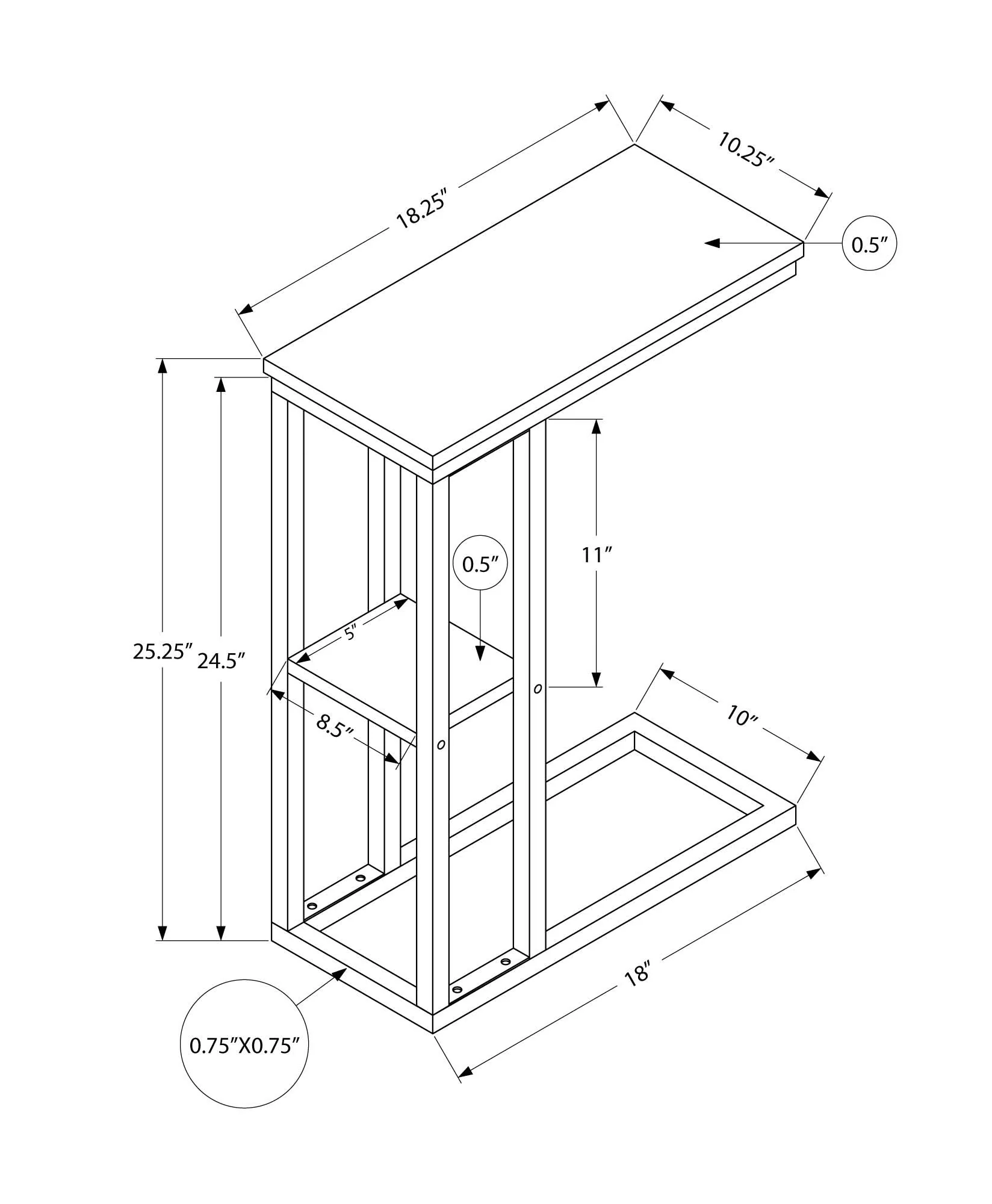 Accent Table, C - Shaped, Marble Look Contemporary & Modern Convenient Design - Image 11