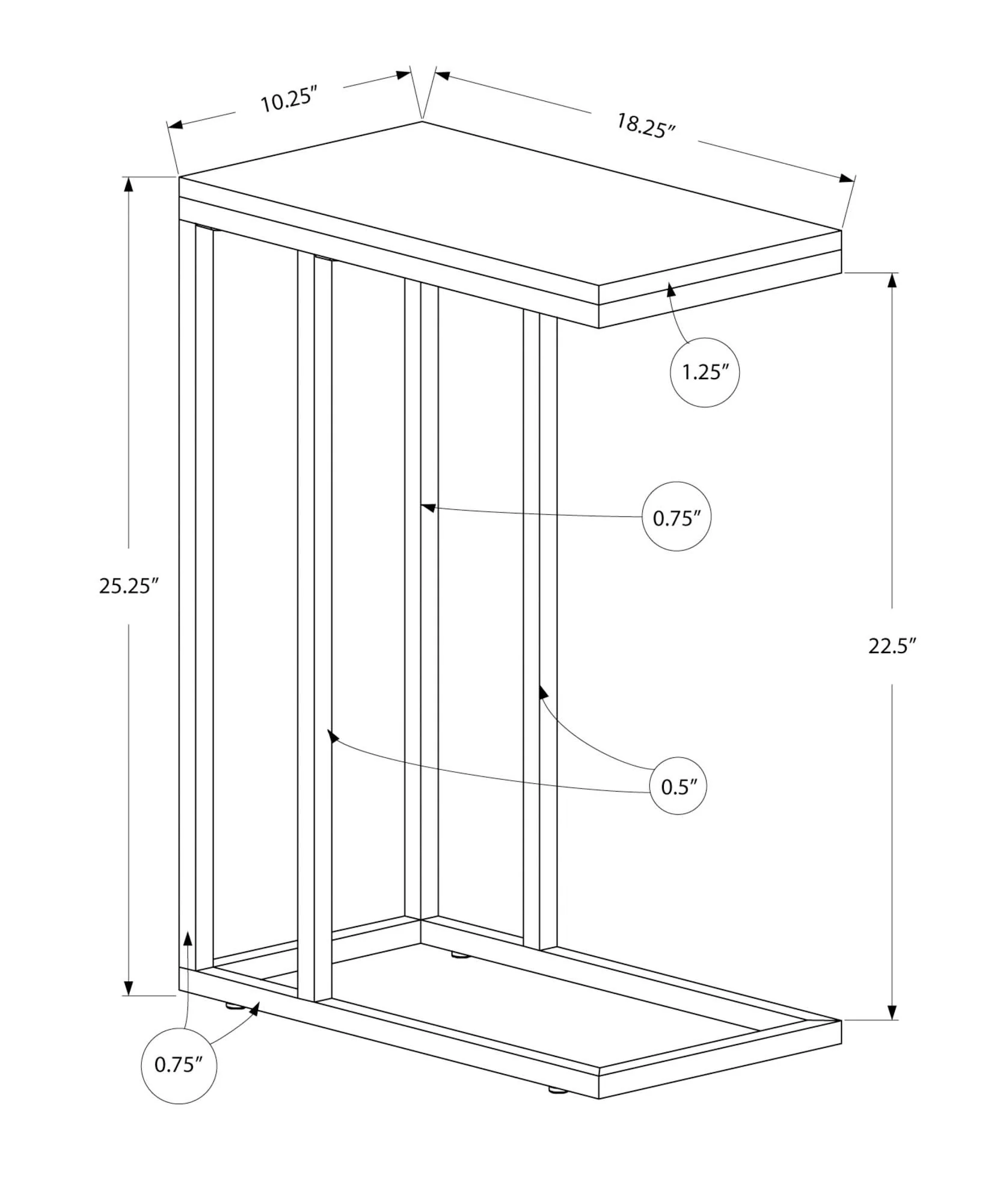 Accent Table, C - Shaped, Tempered Glass, Stylish Design Contemporary & Modern - Image 5