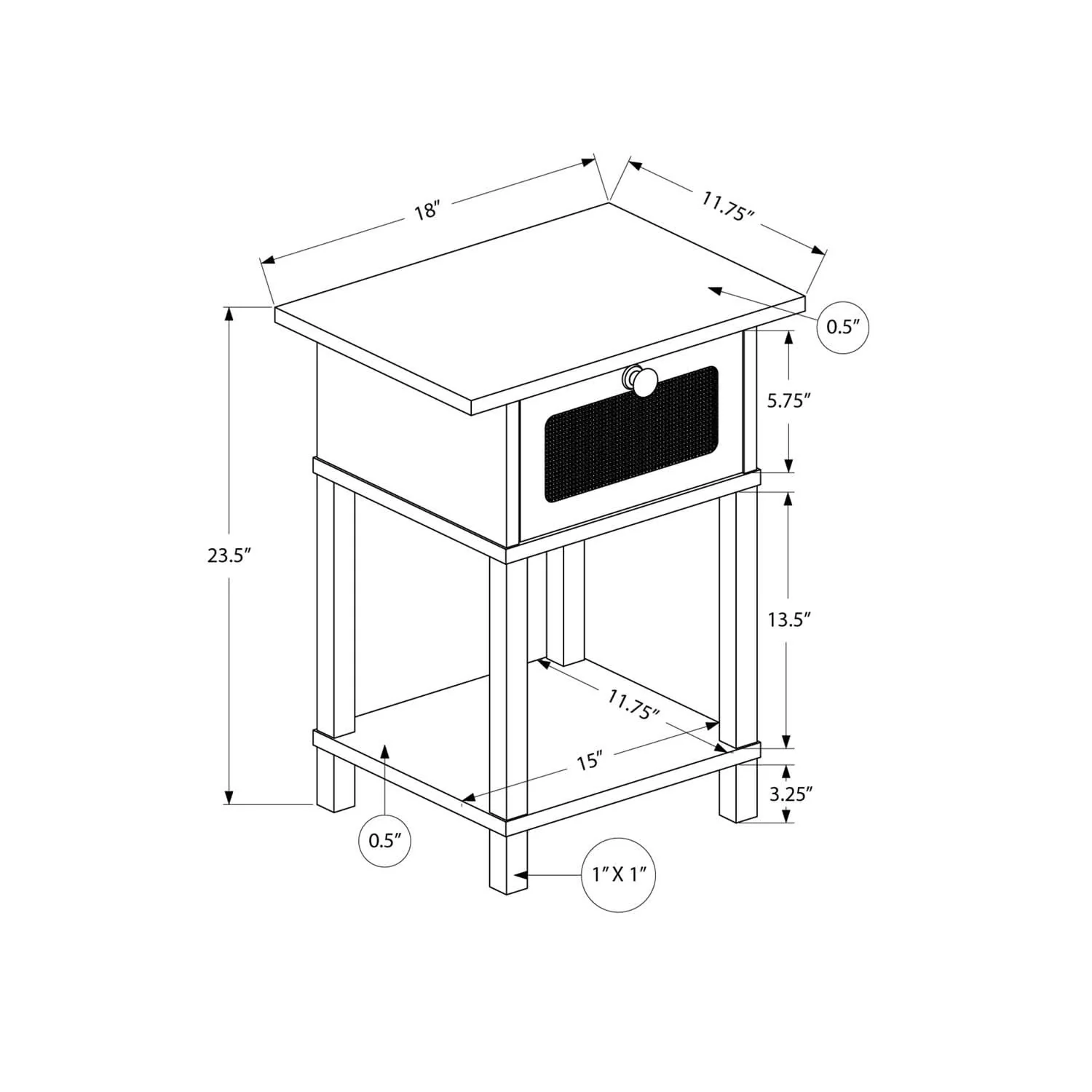 Accent Table With Storage Drawer, 2 Tier Nightstand For Living Room - Natural - Image 3