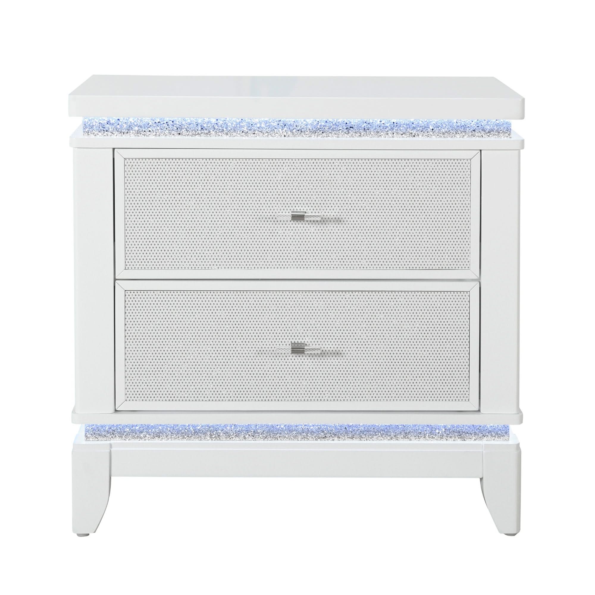 Adalid - Nightstand With Cooler, USB And Speaker - White - Image 4