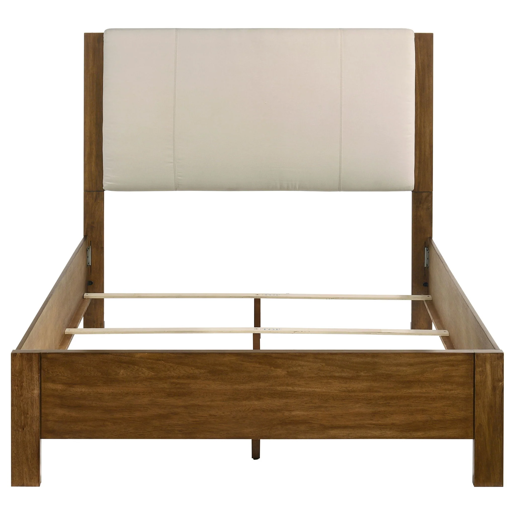 Adderley Queen Wood Panel Bed Cream and Warm Brown - Image 2