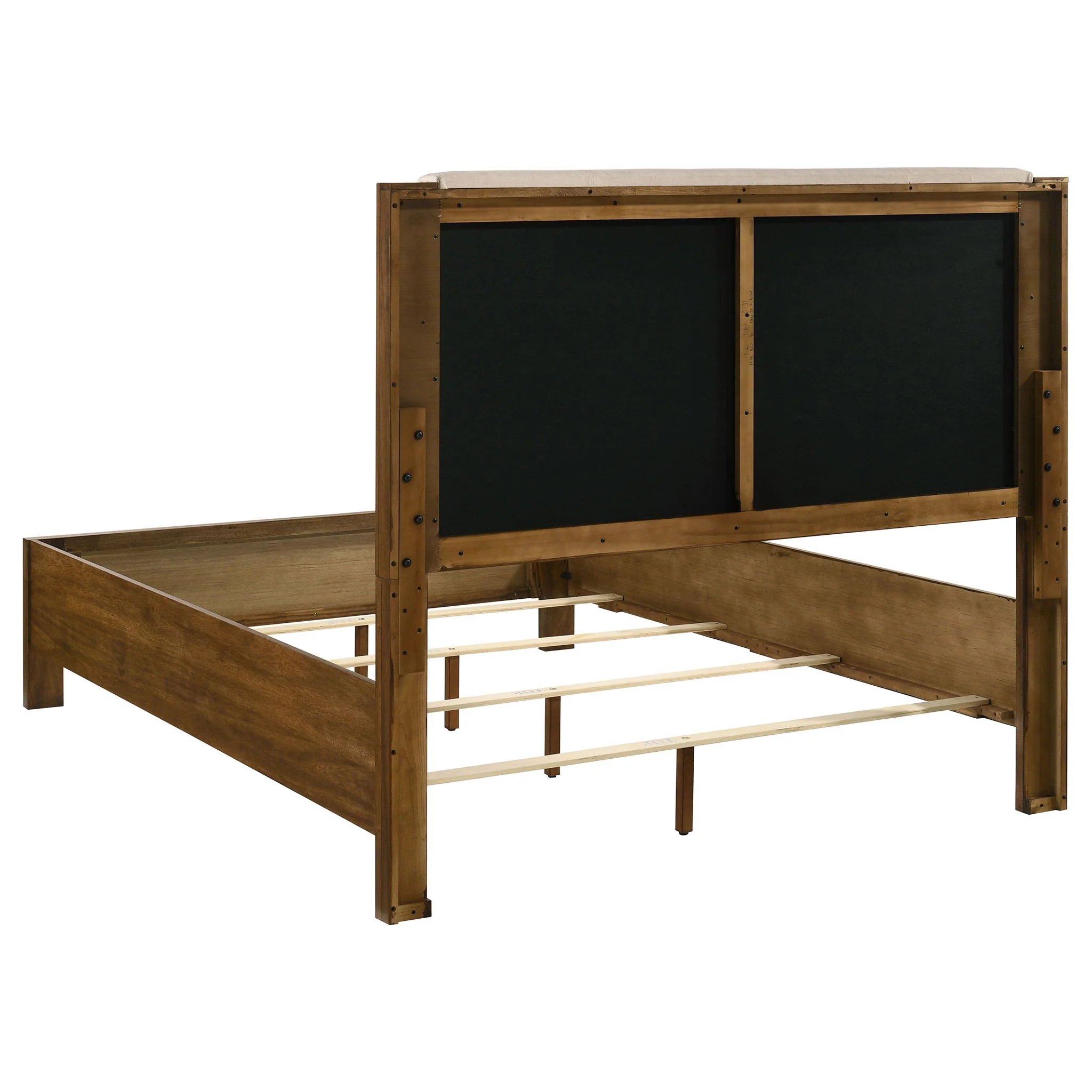 Adderley Queen Wood Panel Bed Cream and Warm Brown - Image 4
