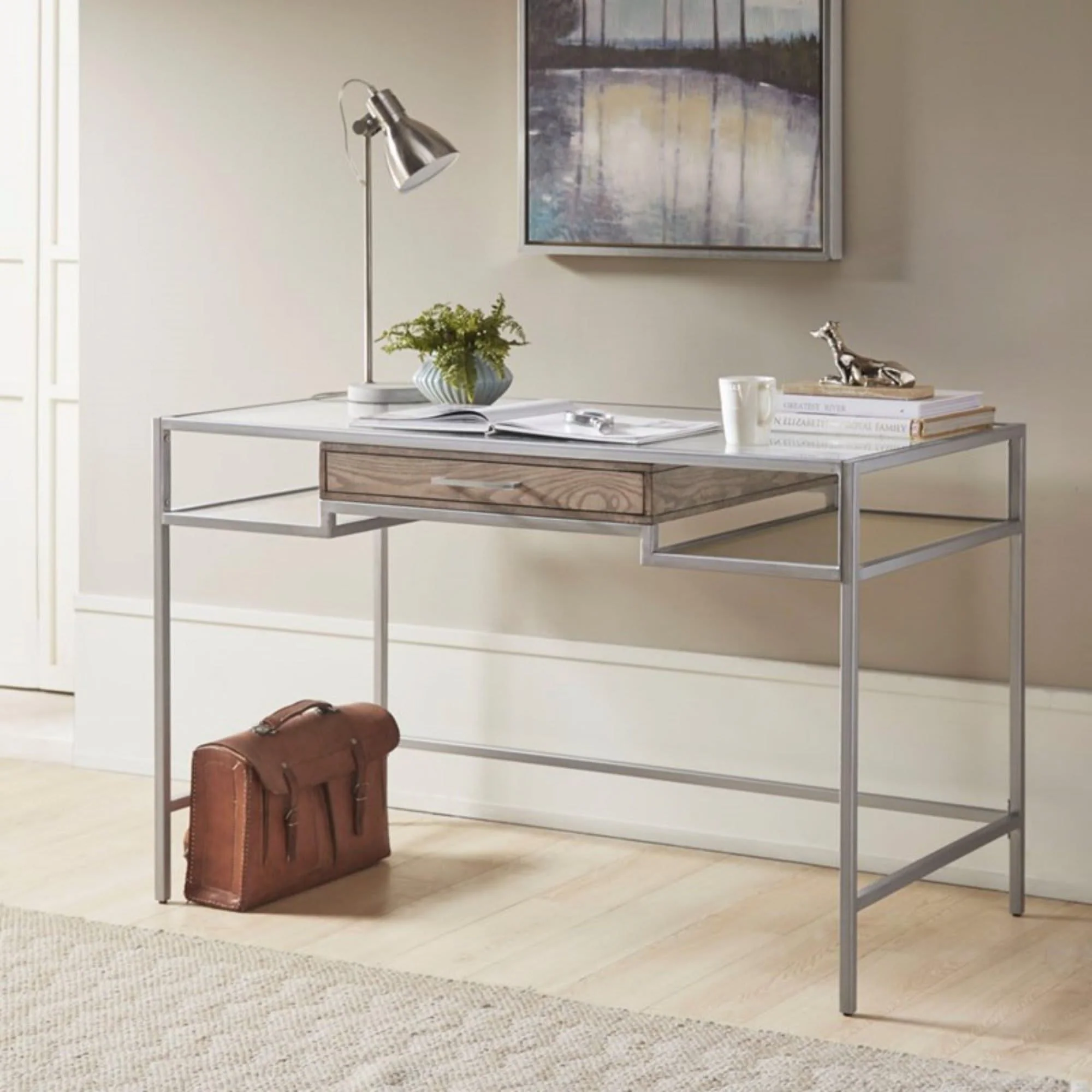 Adela - Writing Desk - Antique Silver - Image 4