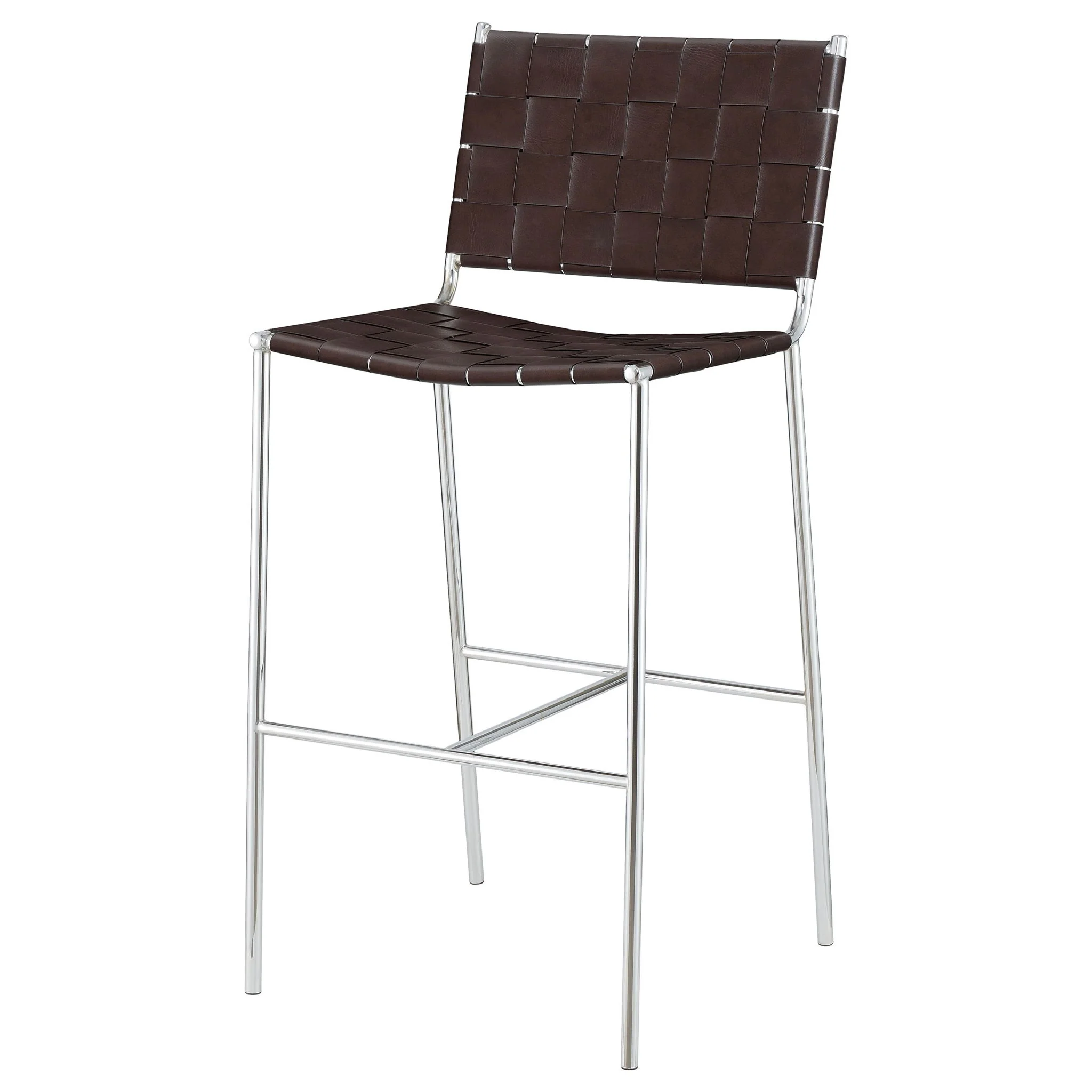 Adelaide Upholstered Pub Height Bar Stool Brown and Chrome - Image 3
