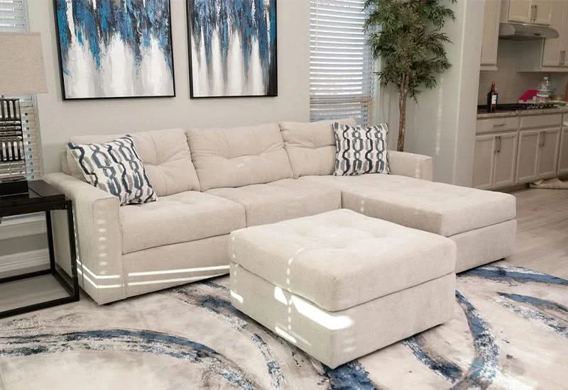 Aden Cement Cream Contemporary 3 PC Modular Sectional with Chaise - Image 7