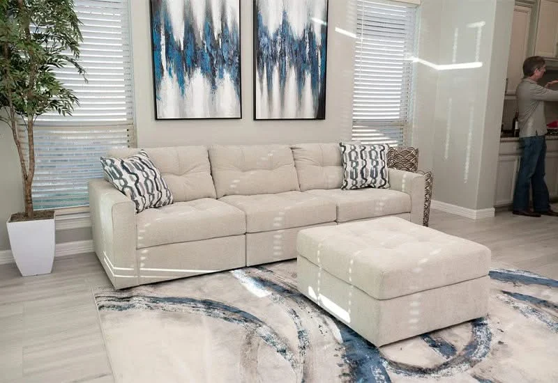 Aden Cement Cream Contemporary 3 PC Modular Sofa Set - Image 3