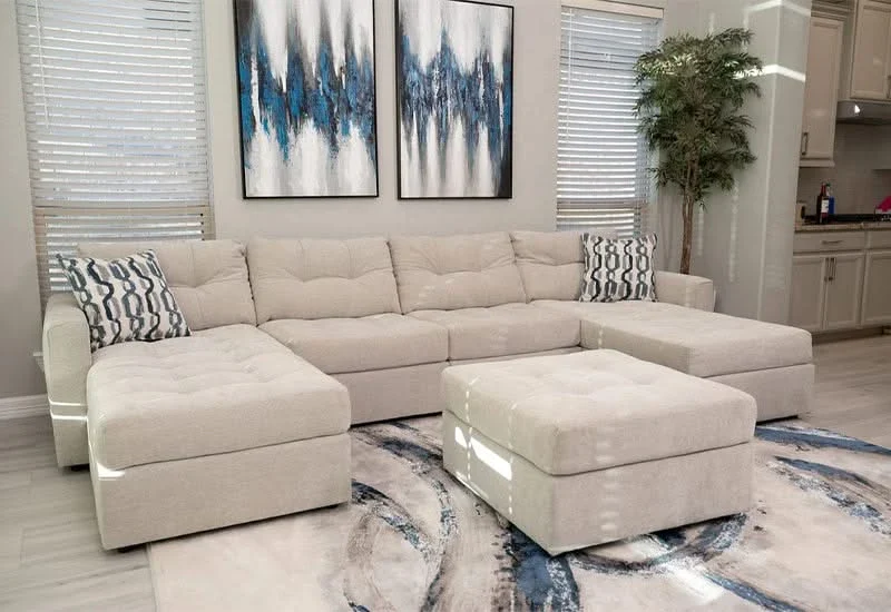 Aden Cement Cream Contemporary 4PC Modular Media Sectional