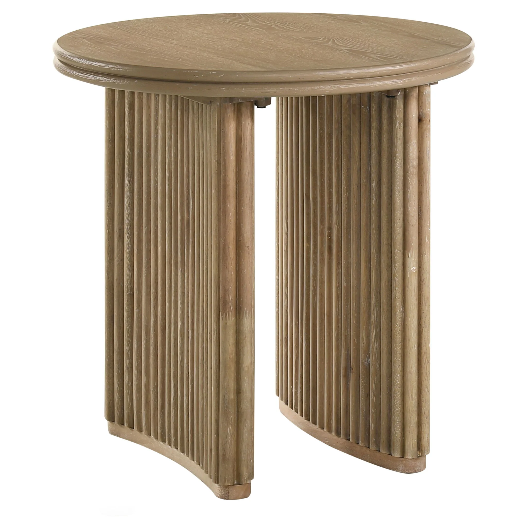 Adina 2-piece Round Coffee Table Set Distressed Light Brown - Image 3