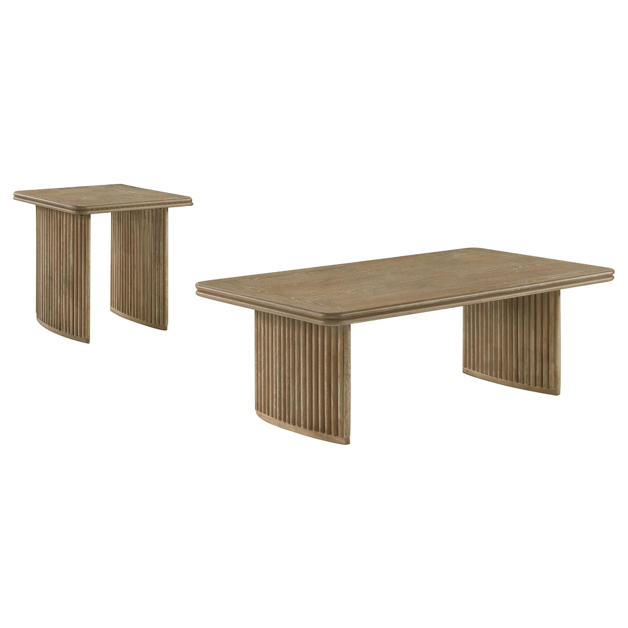 Adina 2-piece Wood Coffee Table Set Distressed Light Brown - Image 4