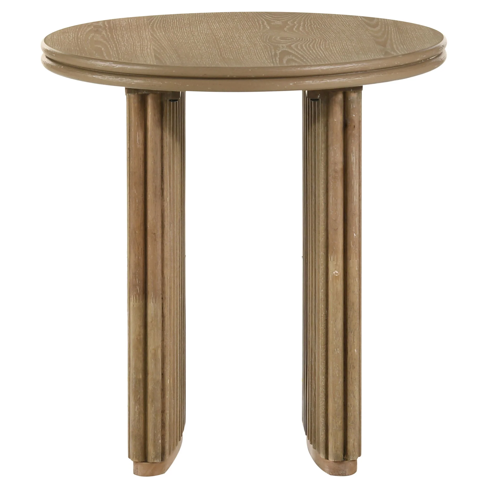 Adina 3-piece Round Coffee Table Set Distressed Light Brown - Image 2