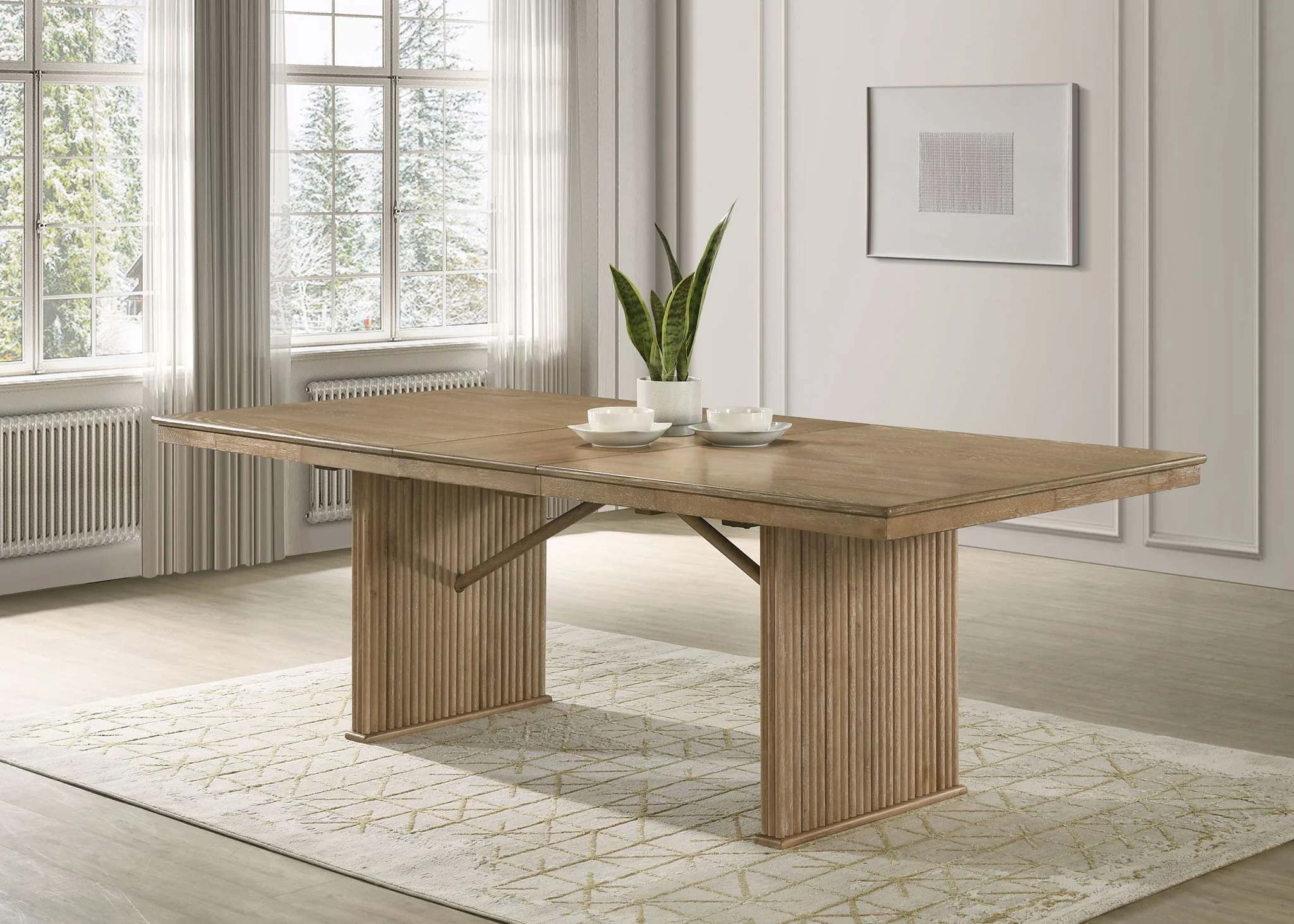 Adina 89-inch Extension Dining Table Distressed Light Brown - Image 4