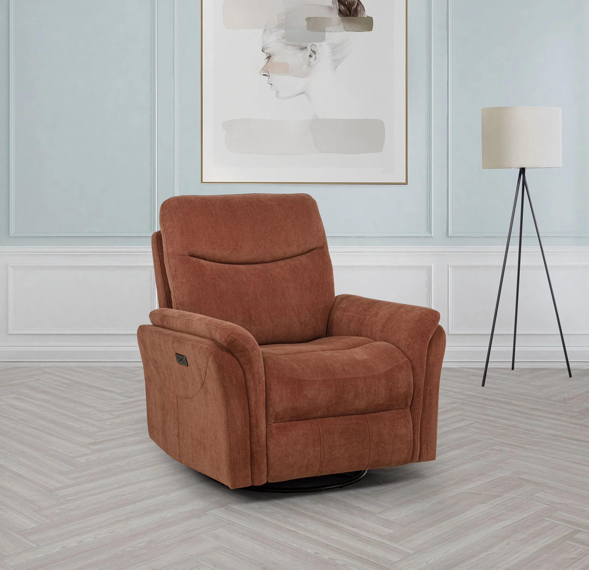 Adler Upholstered Power Swivel Glider Recliner Rust - Image 4
