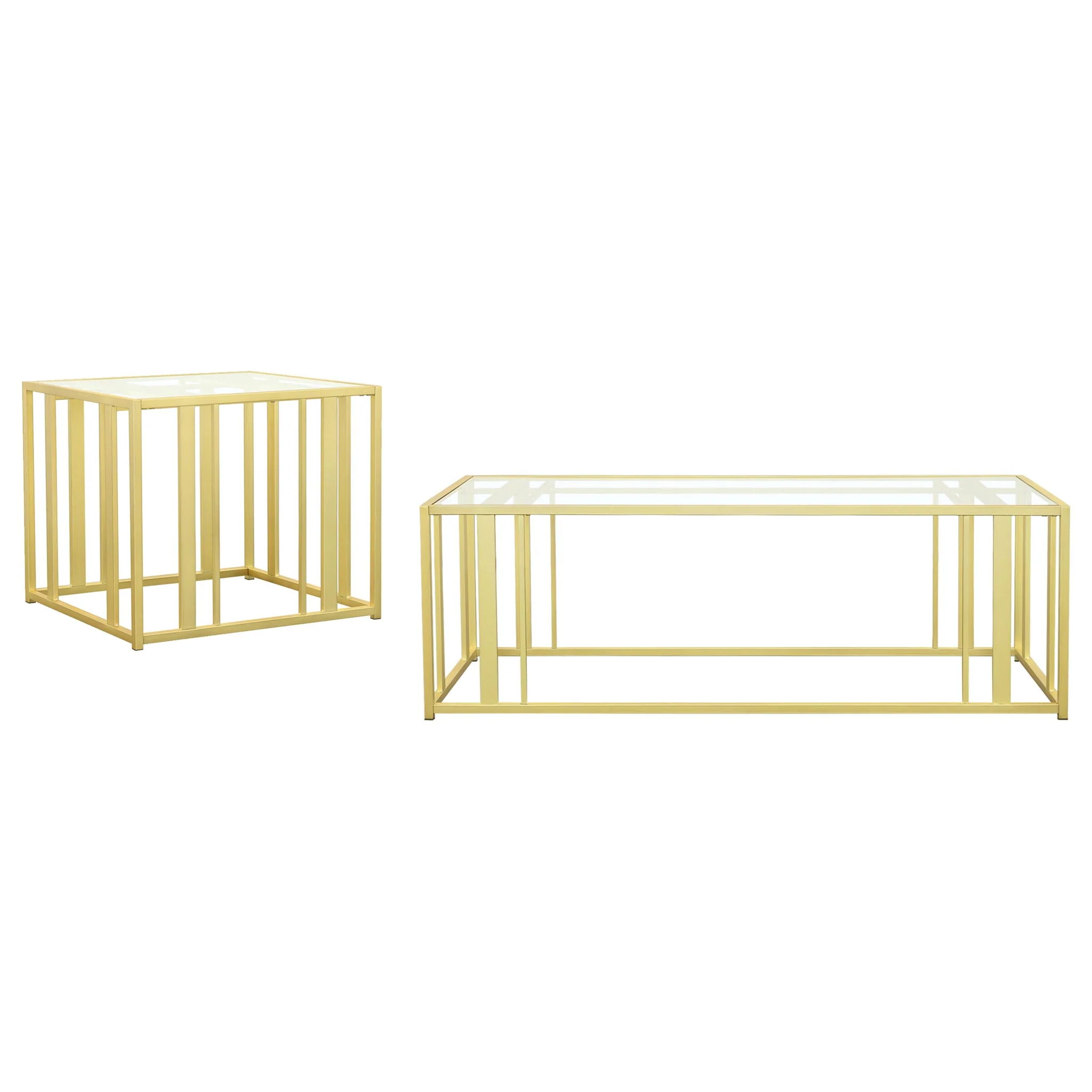 Adri 2-piece Coffee and End Table Set Matte Brass - Image 3