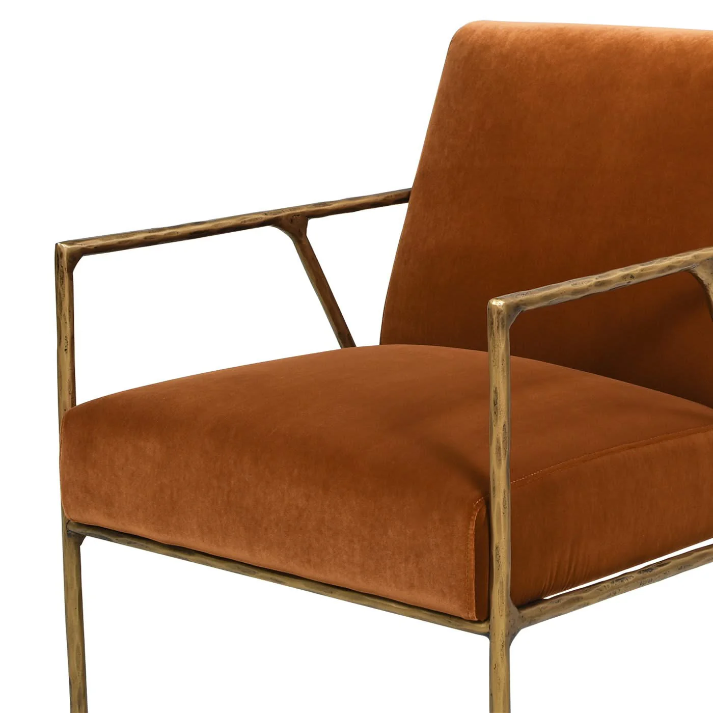 Aerin - Hammered Brass Upholstered Accent Arm Chair - Image 8