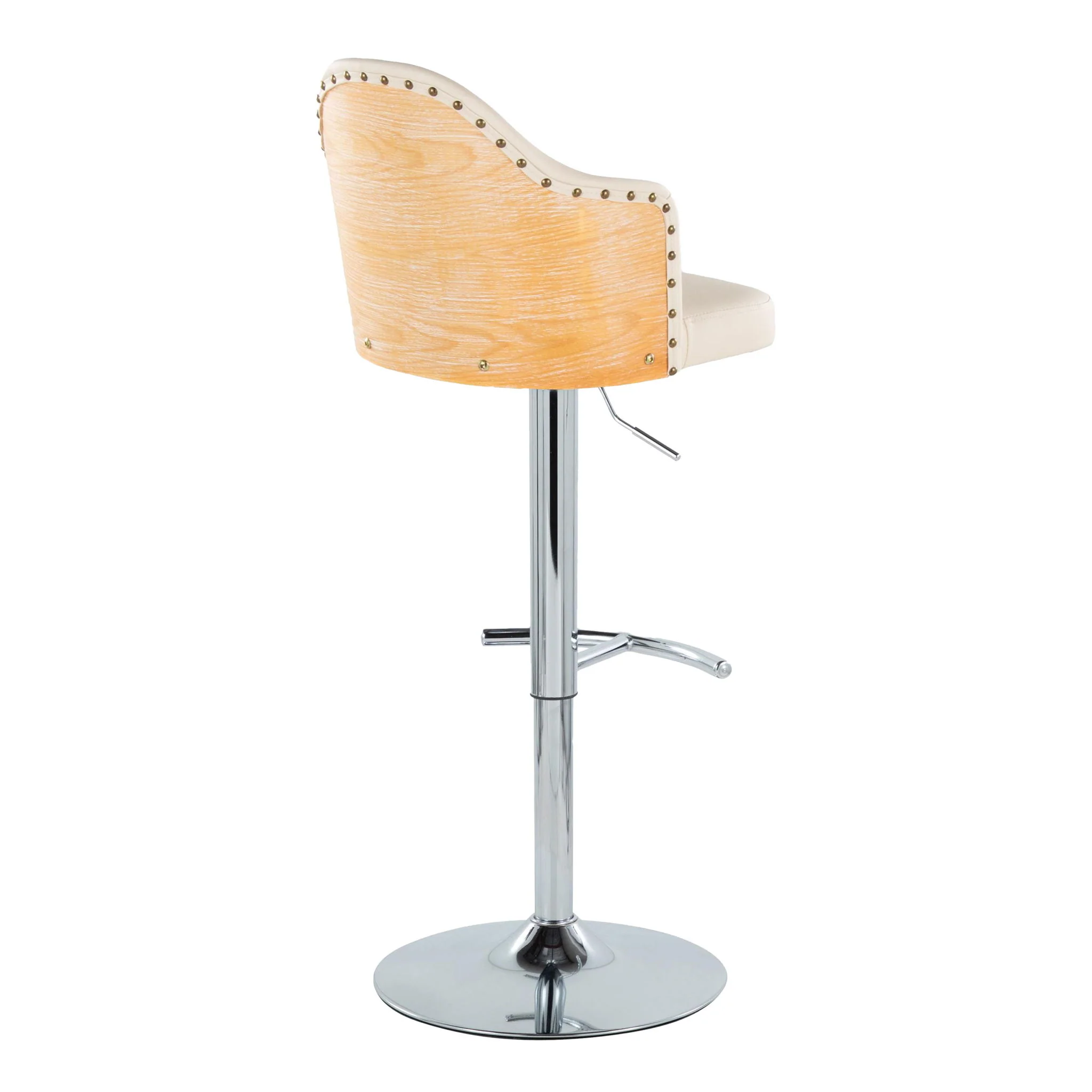 Ahoy - Contemporary Adjustable Barstool, Swivel With Rounded T Footrest (Set of 2) - Image 3