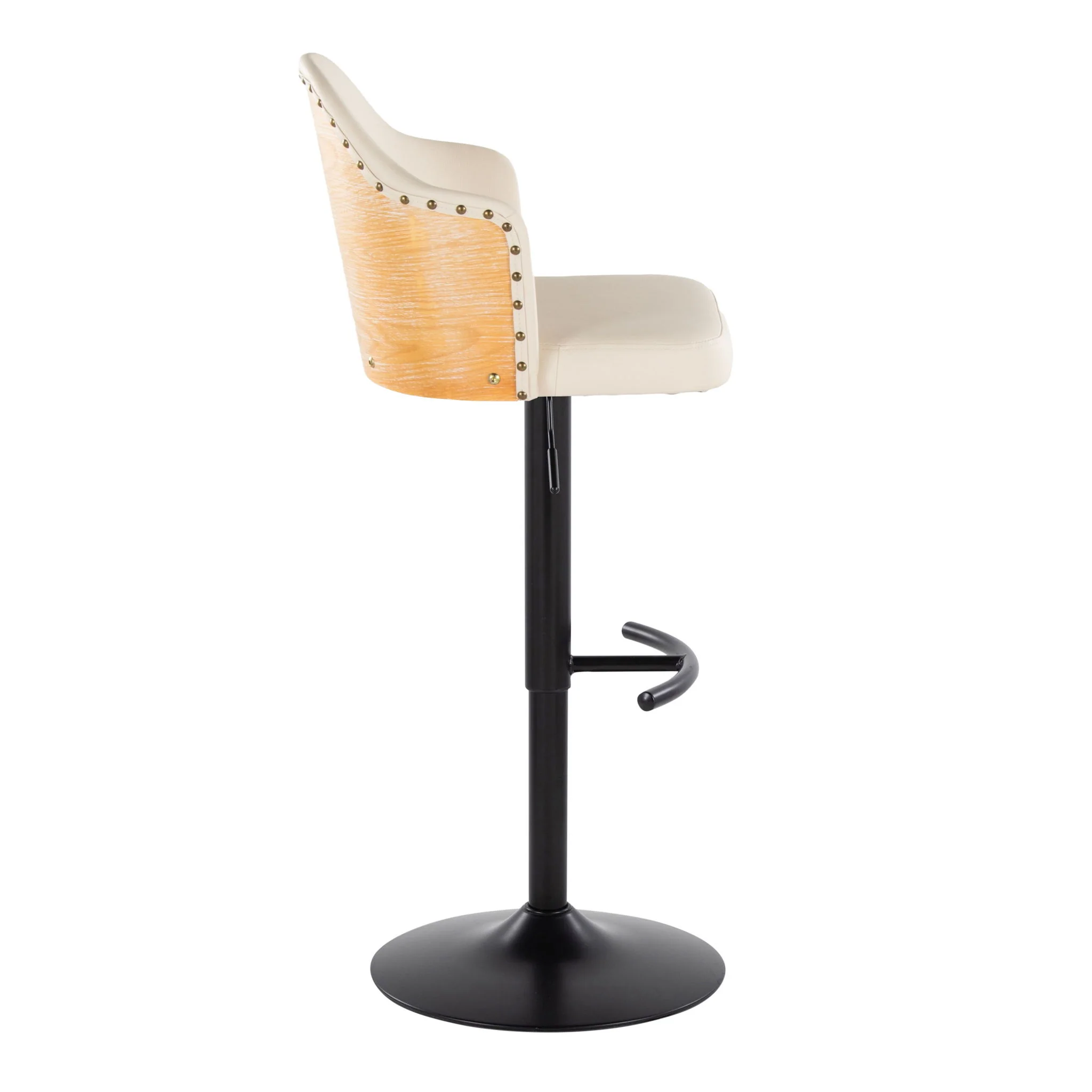 Ahoy - Contemporary Adjustable Barstool, Swivel With Rounded T Footrest (Set of 2) - Image 4
