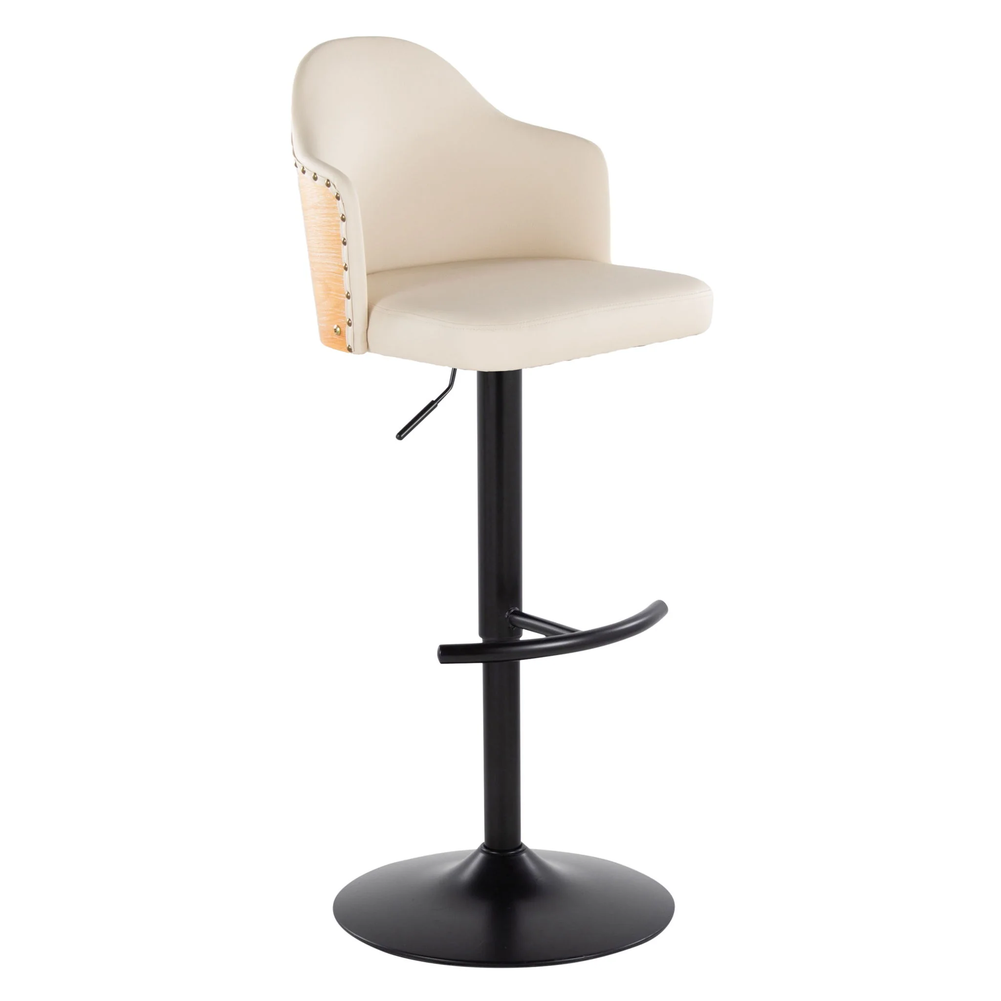 Ahoy - Contemporary Adjustable Barstool, Swivel With Rounded T Footrest (Set of 2) - Image 6