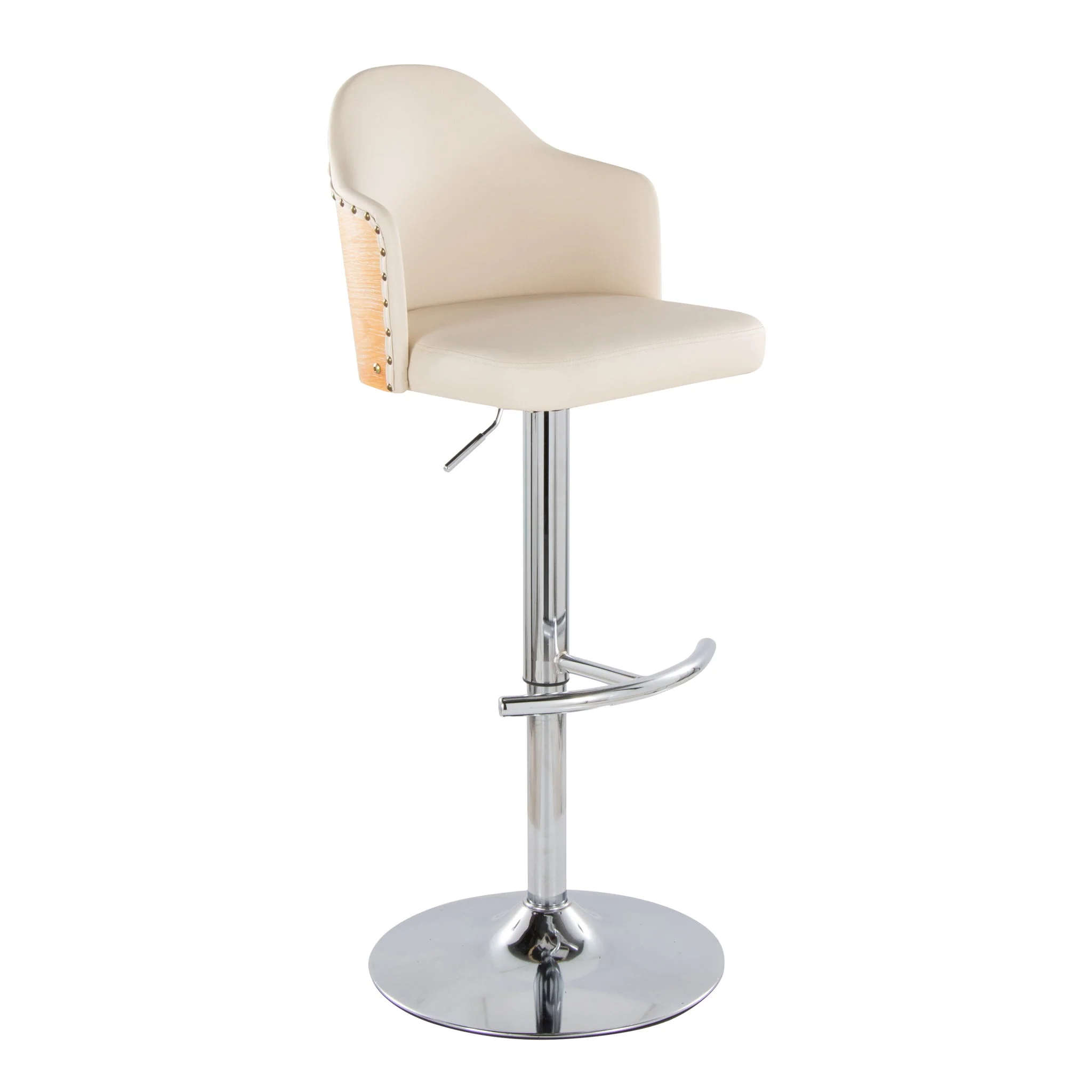 Ahoy - Contemporary Adjustable Barstool, Swivel With Rounded T Footrest (Set of 2) - Image 8