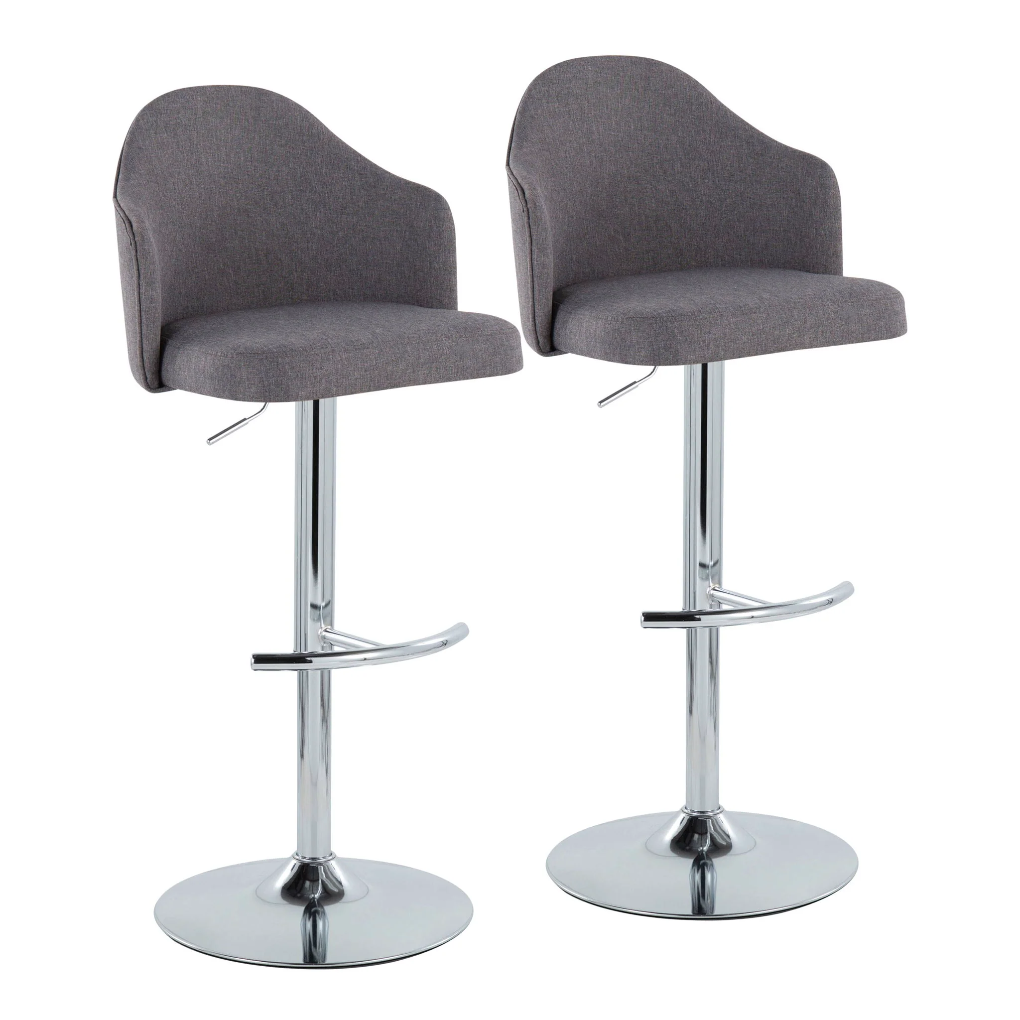 Ahoy - Contemporary Adjustable Barstool With Swivel With Rounded T Footrest (Set of 2) - Image 3